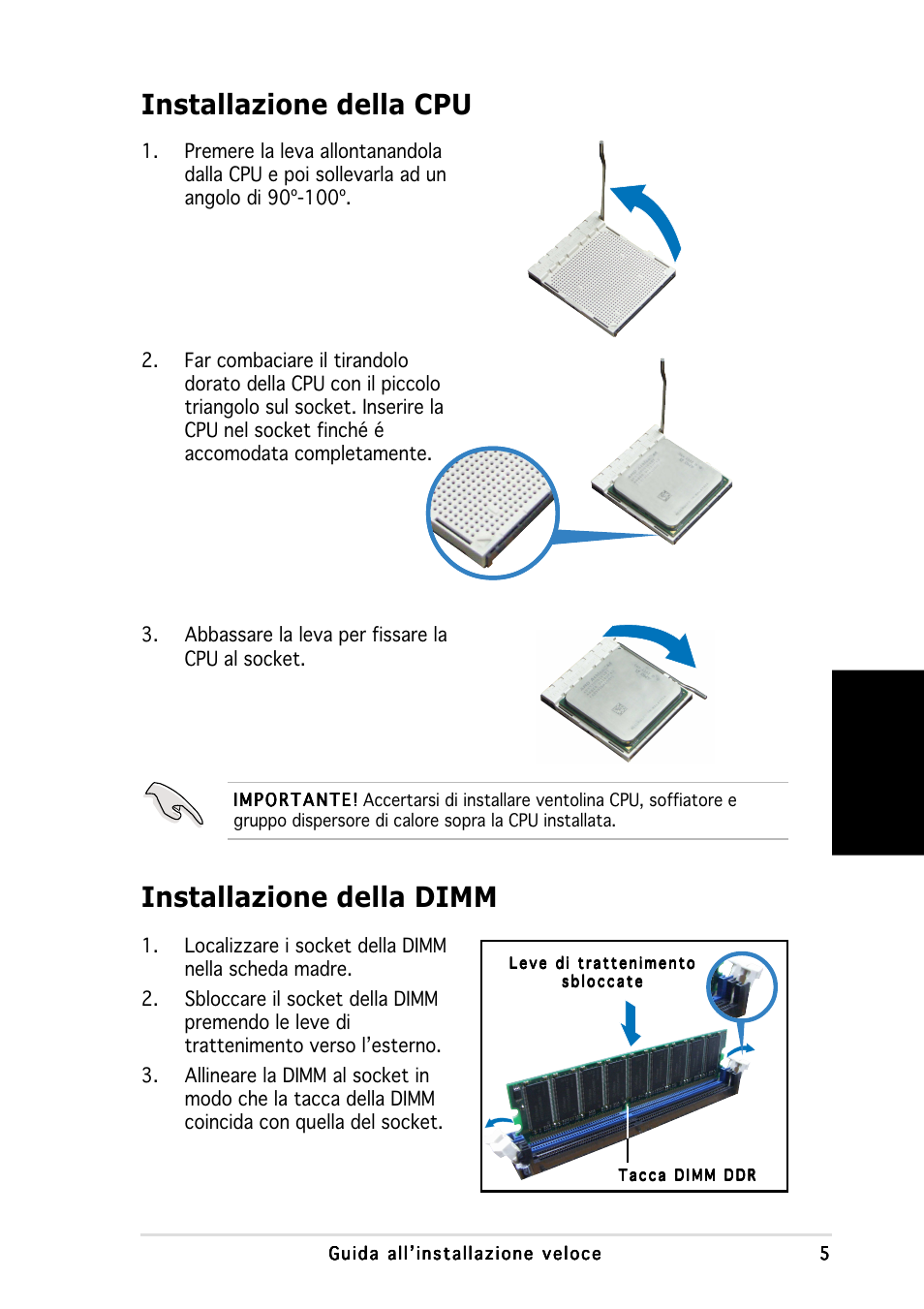 Installazione della cpu installazione della dimm, Italiano | Asus P1-AH1 User Manual | Page 29 / 80