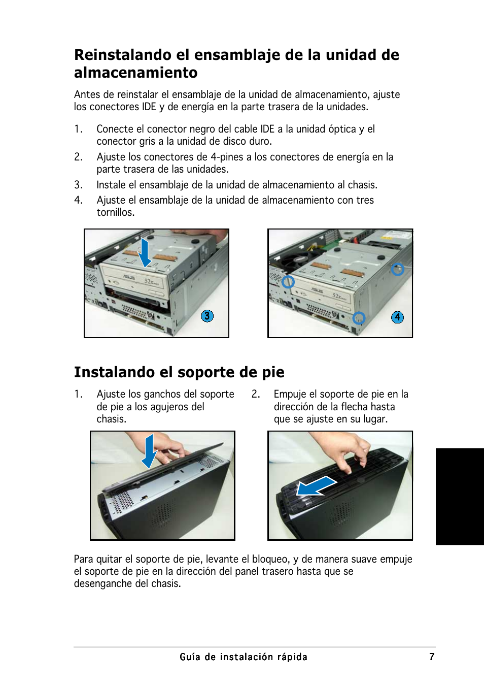 Instalando el soporte de pie, Espa ñ ol | Asus P1-AH1 User Manual | Page 39 / 80