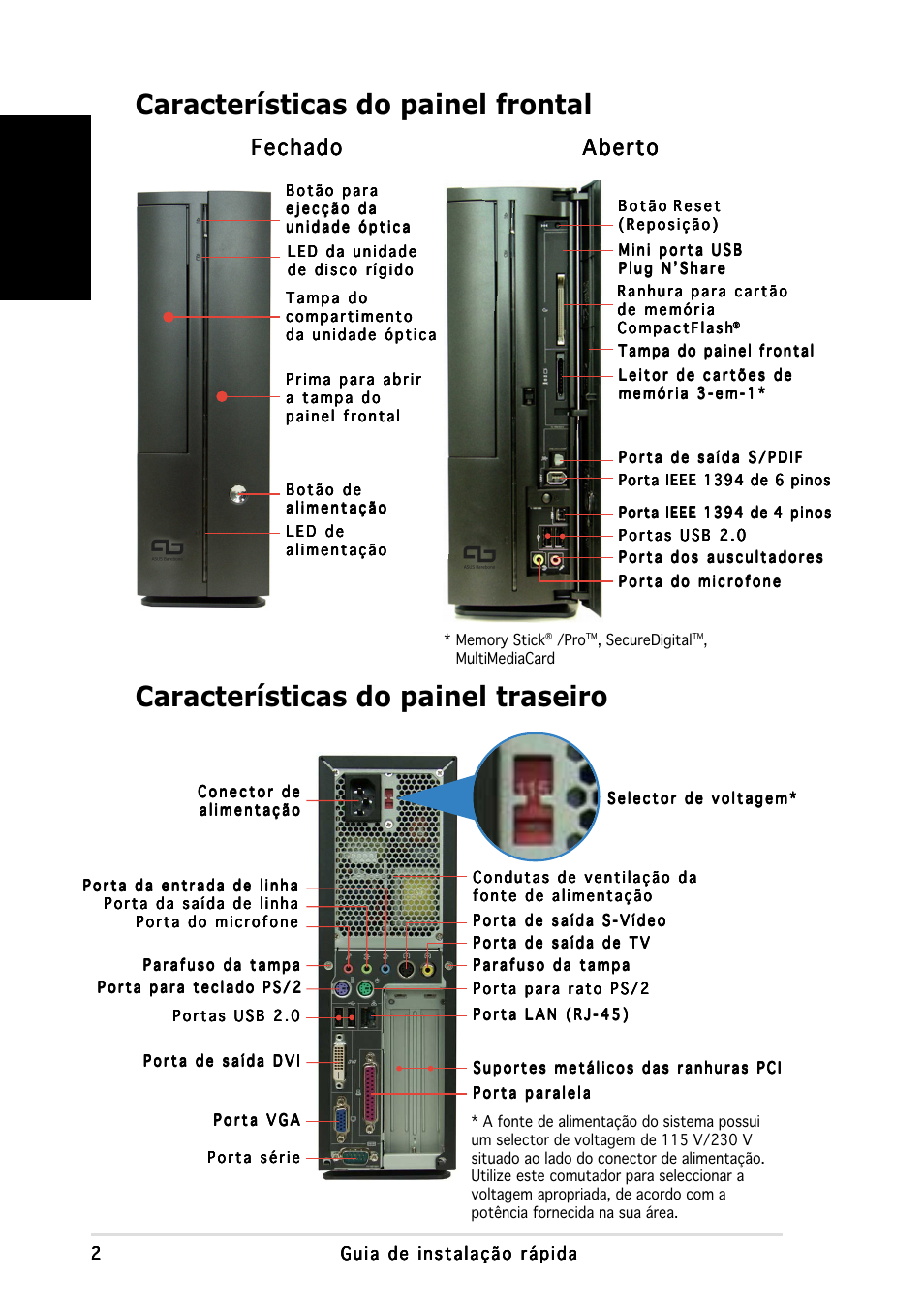 Portugu ê s, Fechado, Fechado aberto aberto aberto aberto aberto | Asus P1-AH1 User Manual | Page 50 / 80