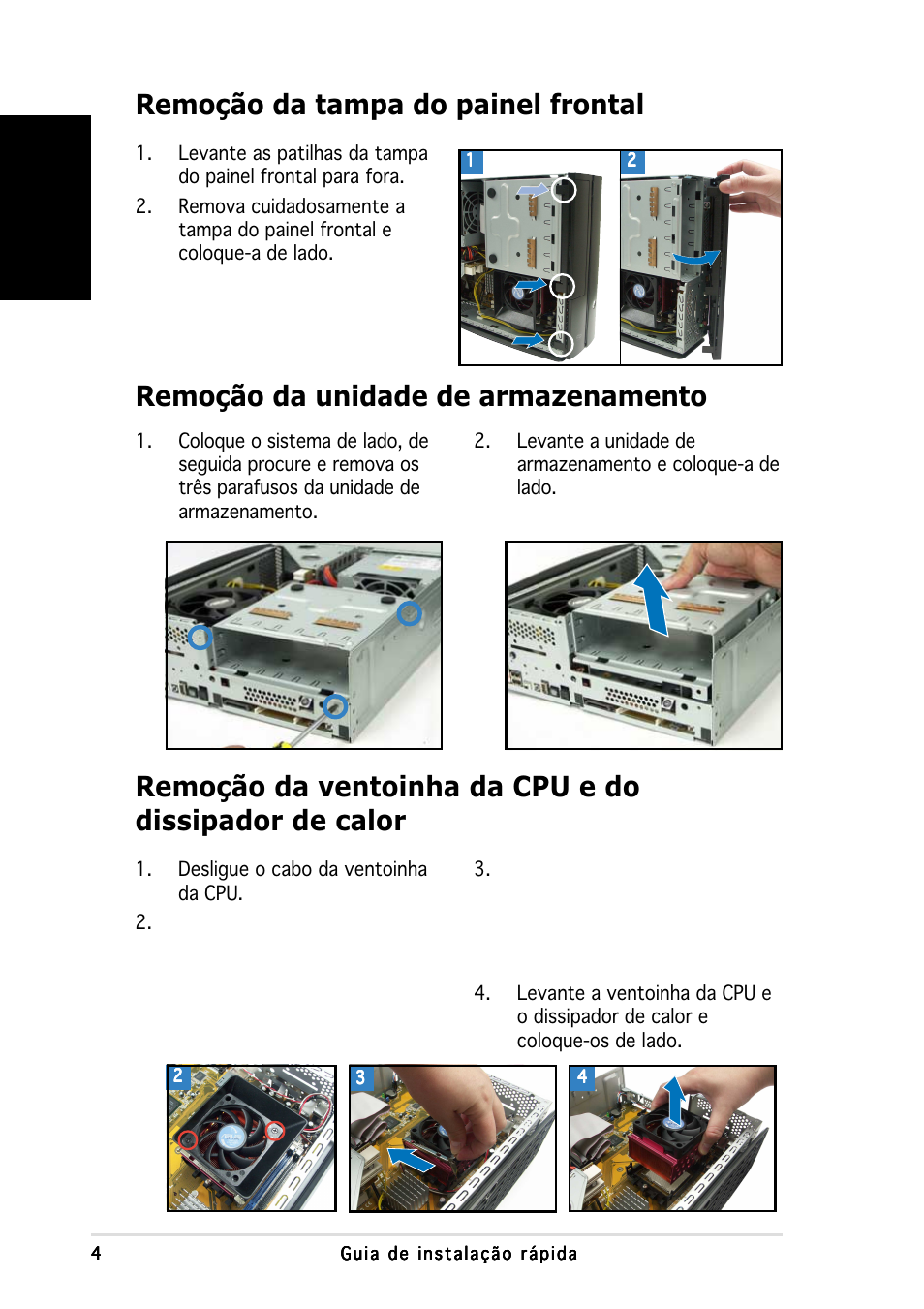 Remoção da unidade de armazenamento, Portugu ê s | Asus P1-AH1 User Manual | Page 52 / 80