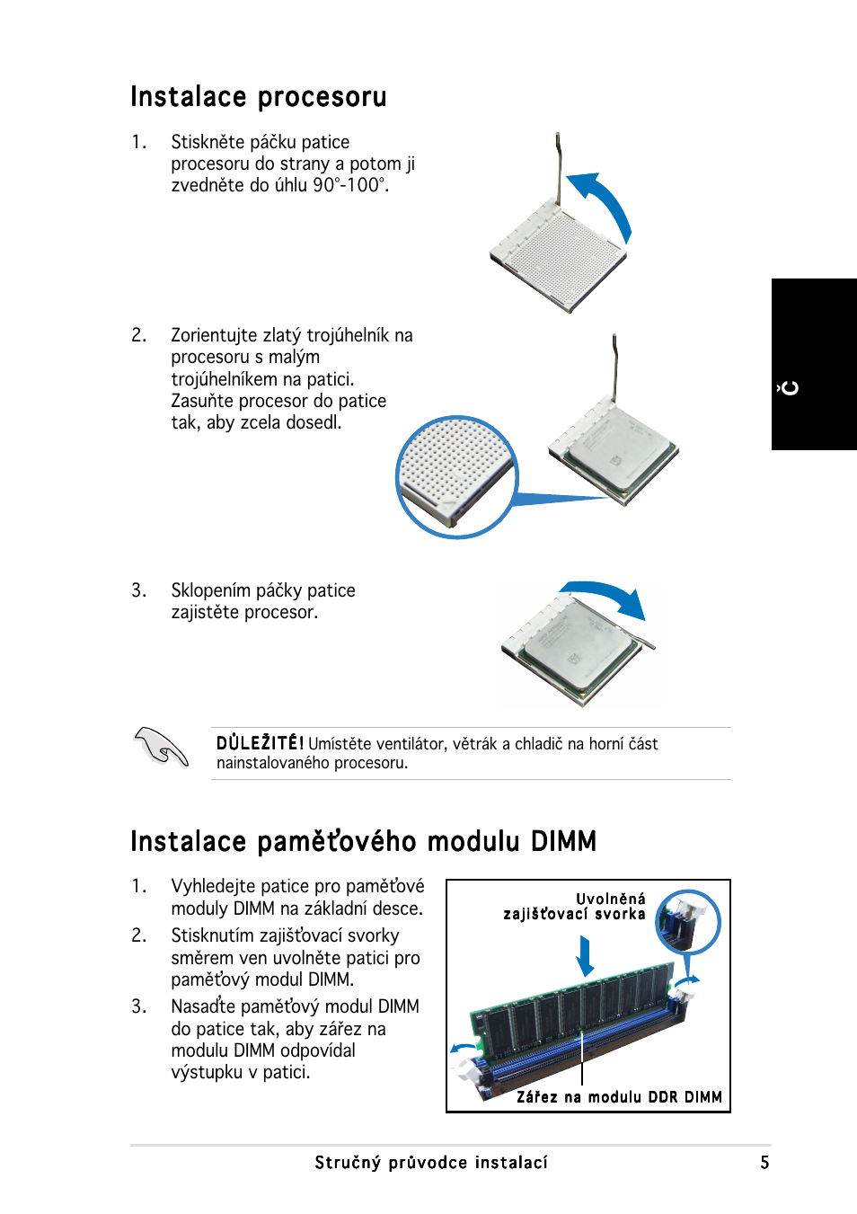 Instalace procesoru, Česky | Asus P1-AH1 User Manual | Page 61 / 80