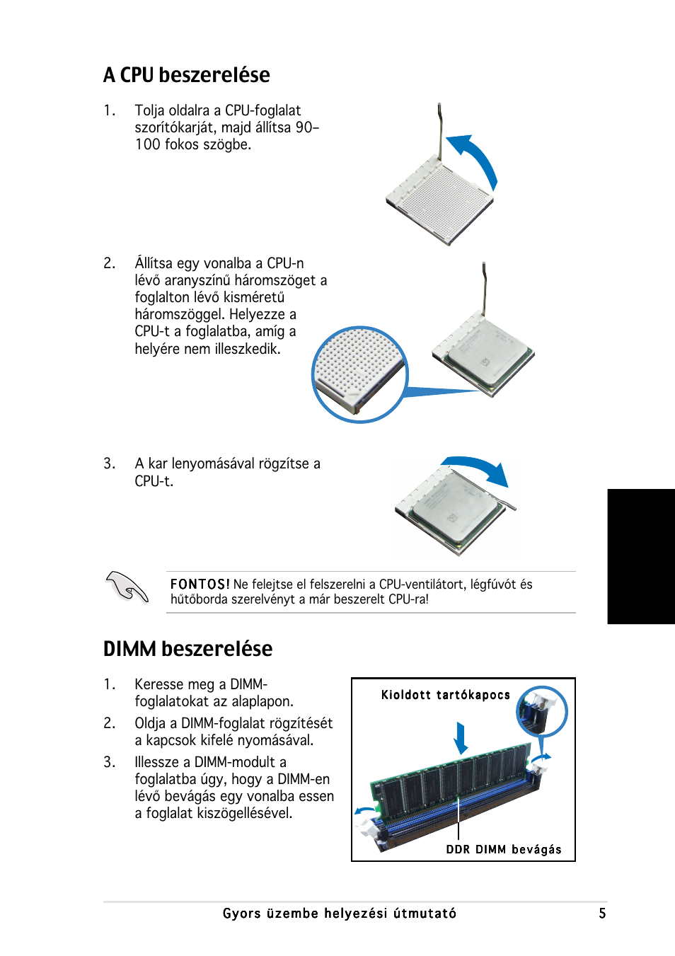 A cpu beszerelése dimm beszerelése, Magyar | Asus P1-AH1 User Manual | Page 77 / 80