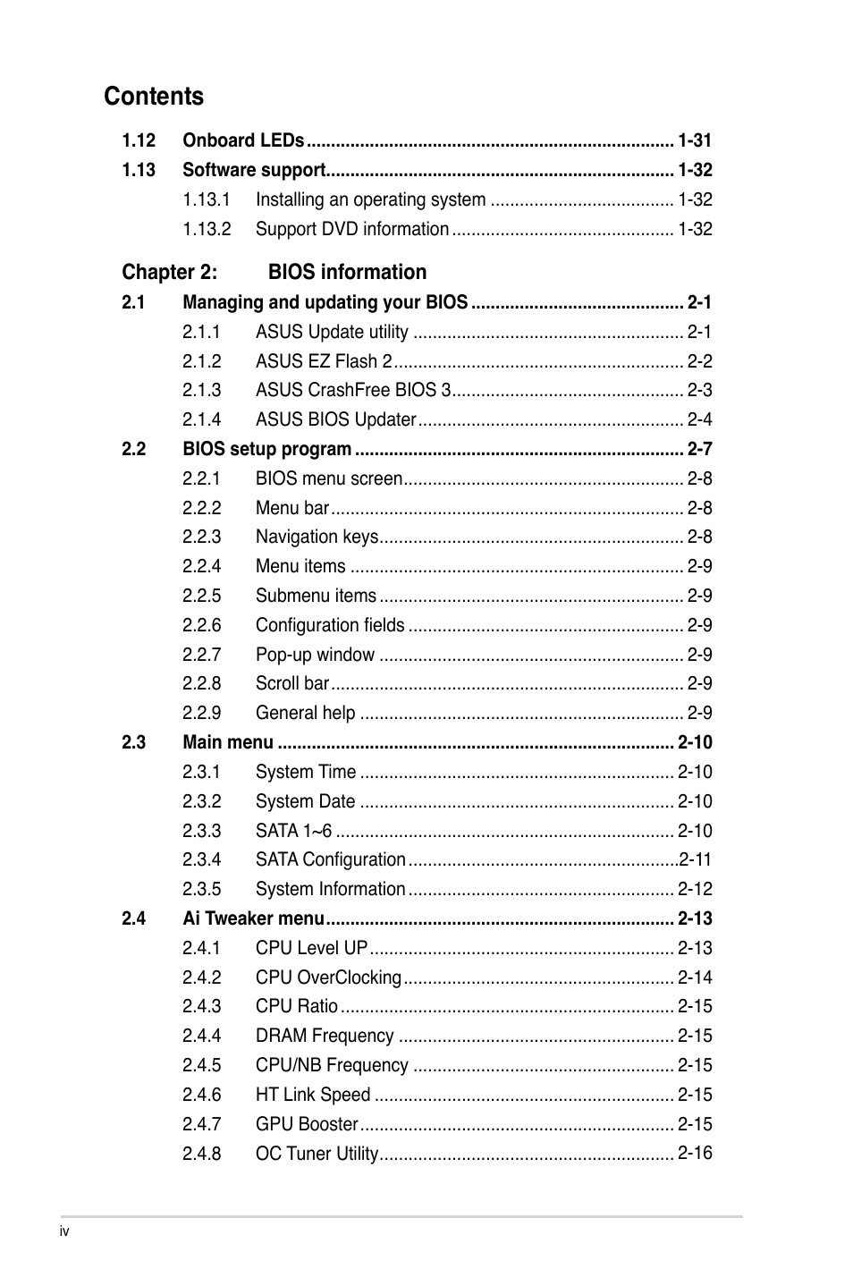 Asus M4A88TD-M User Manual | Page 4 / 76