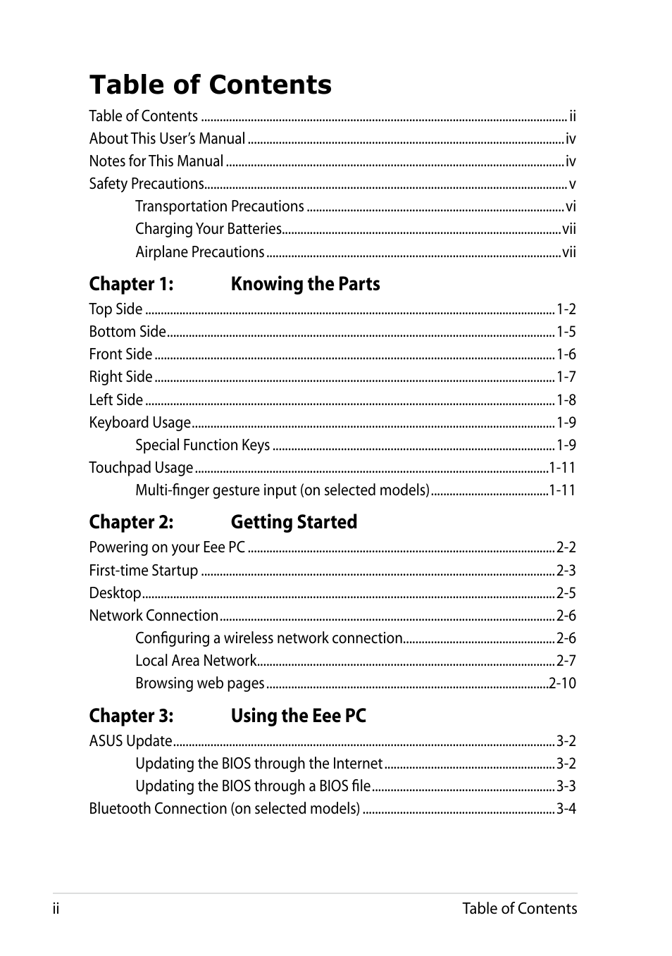 Asus Eee PC R105 User Manual | Page 2 / 58