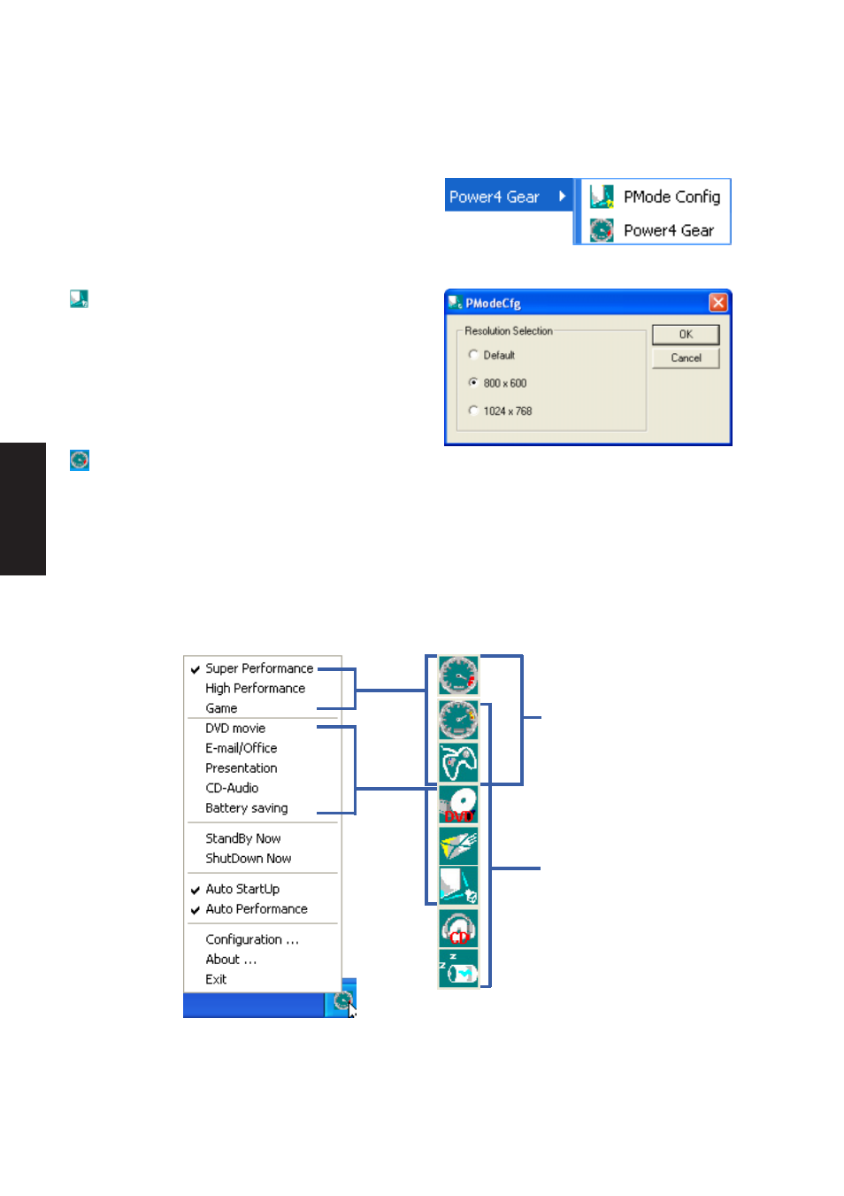 Program icons, Power4 gear | Asus V6V User Manual | Page 64 / 90
