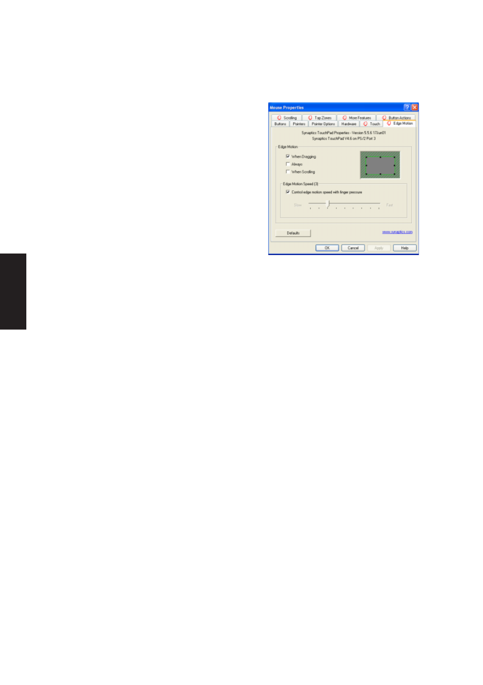 Edge motion properties page | Asus V6V User Manual | Page 84 / 90
