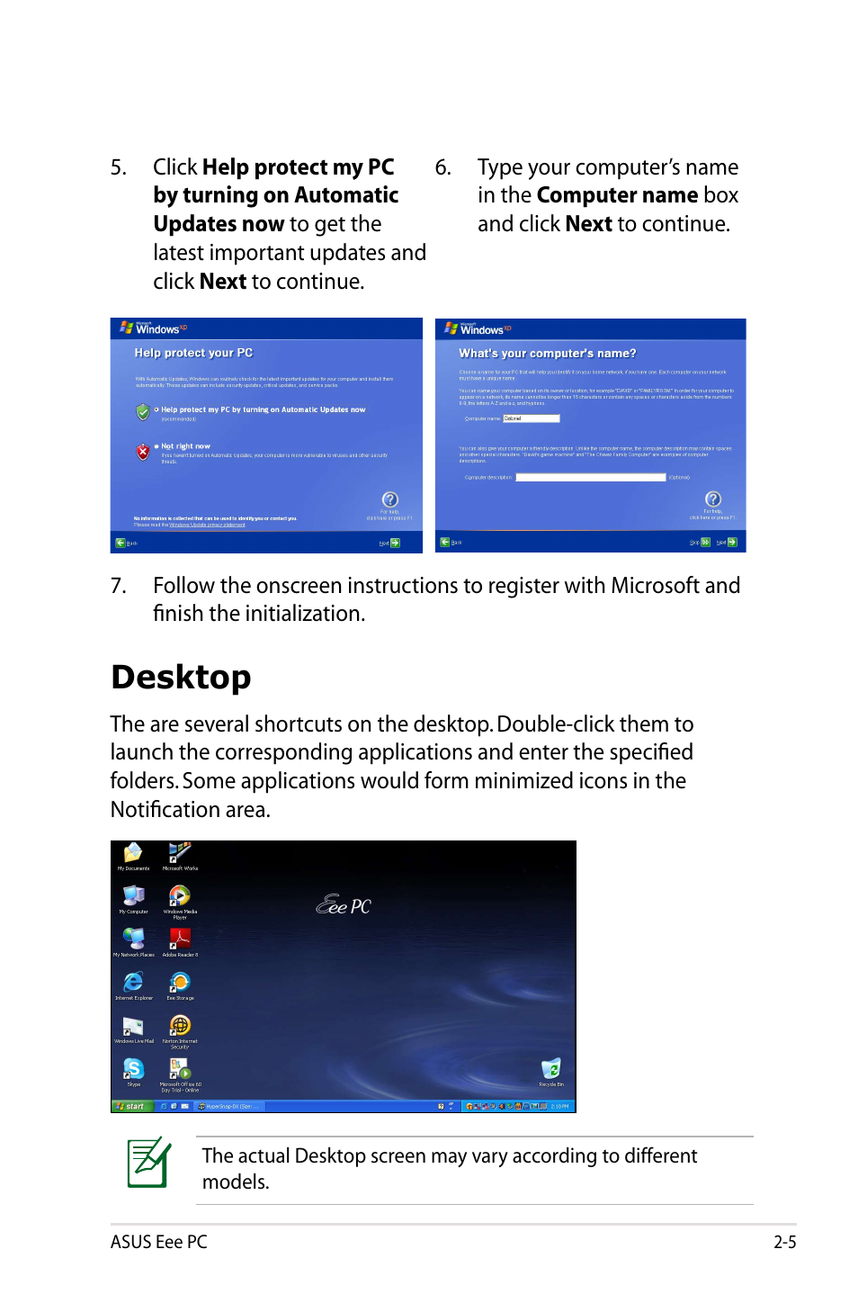 Desktop | Asus Eee PC 900SD/XP User Manual | Page 25 / 56