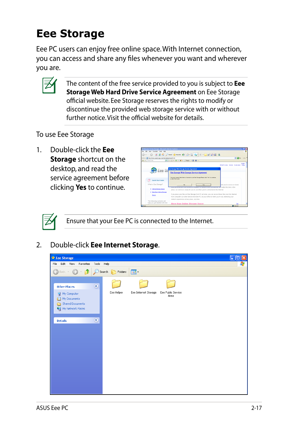 Eee storage | Asus Eee PC 900SD/XP User Manual | Page 37 / 56