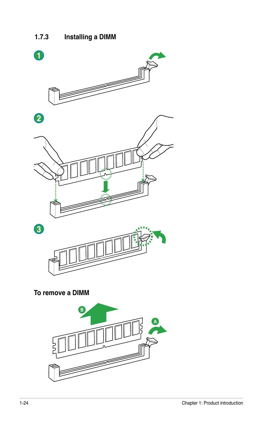 3 installing a dimm, Installing a dimm -24 | Asus P8H77-M User Manual | Page 36 / 96