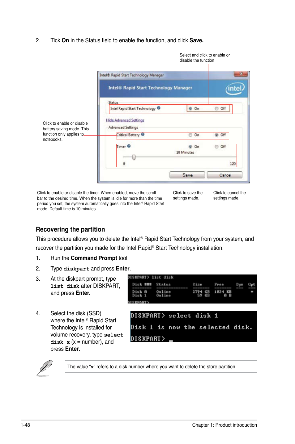 Recovering the partition | Asus P8H77-M User Manual | Page 60 / 96