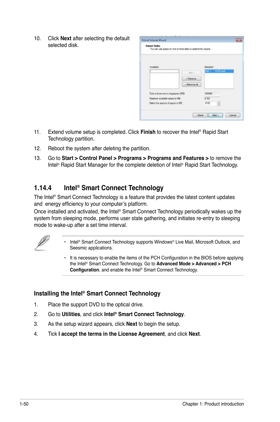 4 intel® smart connect technology, 4 intel, Smart connect technology -50 | Smart connect technology, Installing the intel | Asus P8H77-M User Manual | Page 62 / 96