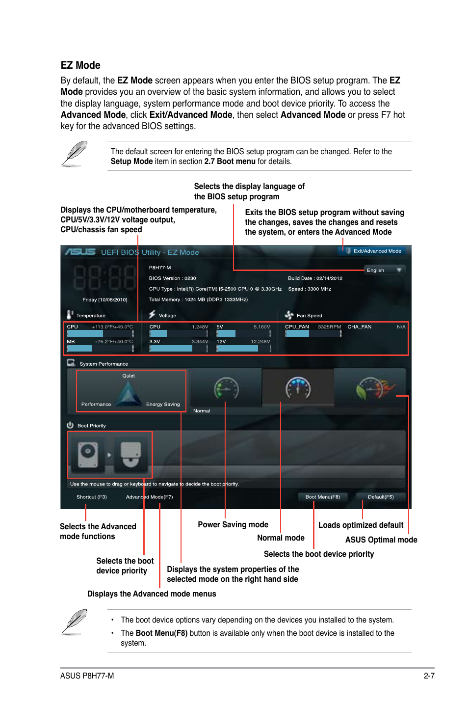 Ez mode | Asus P8H77-M User Manual | Page 71 / 96