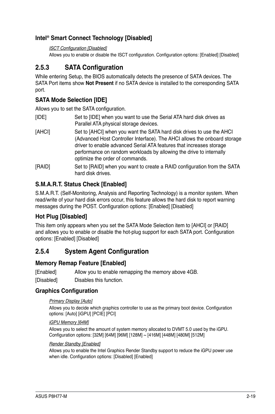 3 sata configuration, 4 system agent configuration, Sata configuration -19 | System agent configuration -19 | Asus P8H77-M User Manual | Page 83 / 96