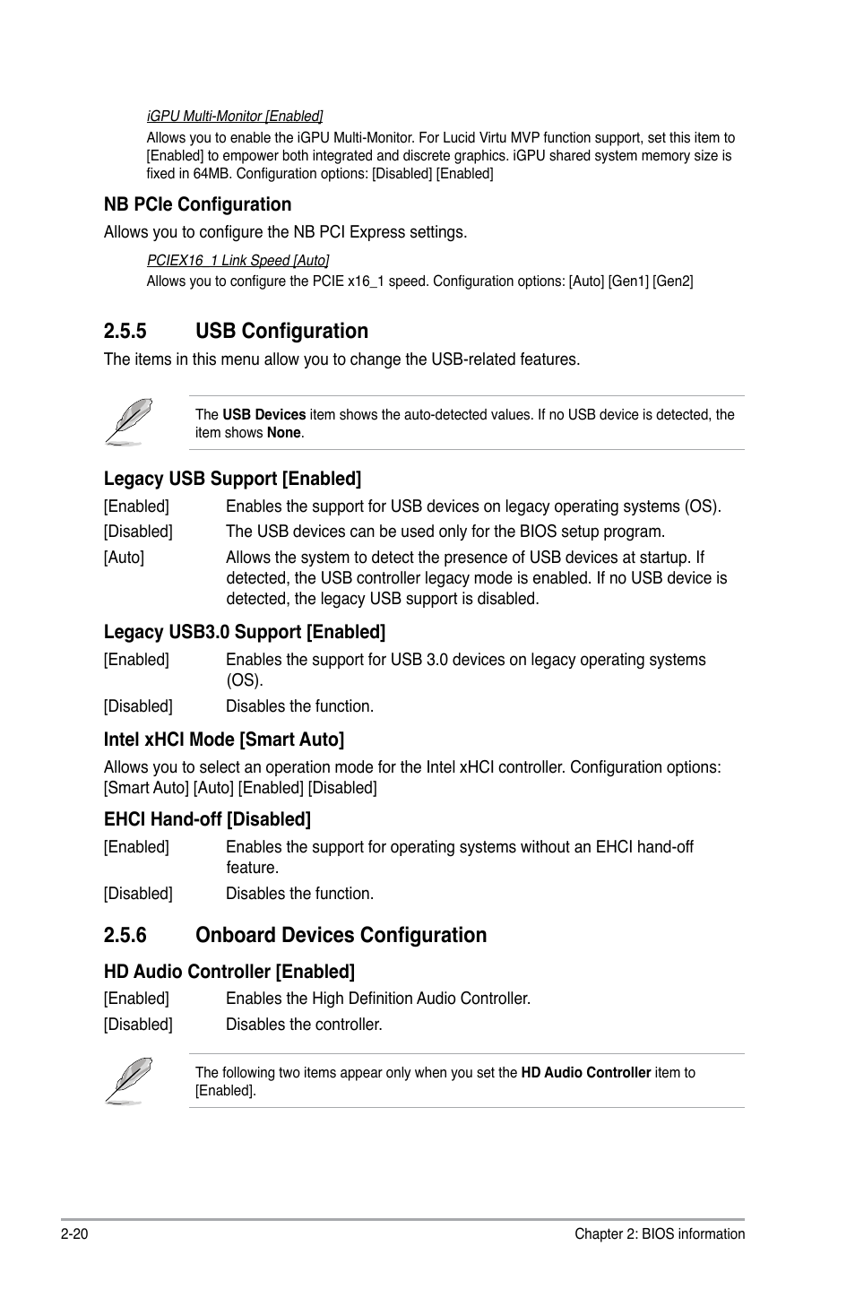 5 usb configuration, 6 onboard devices configuration, Usb configuration -20 | Onboard devices configuration -20 | Asus P8H77-M User Manual | Page 84 / 96