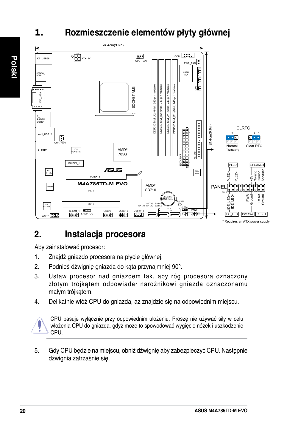 Polski, Asus m4a785td-m evo, Panel | Asus M4A785TD-M EVO User Manual | Page 20 / 41