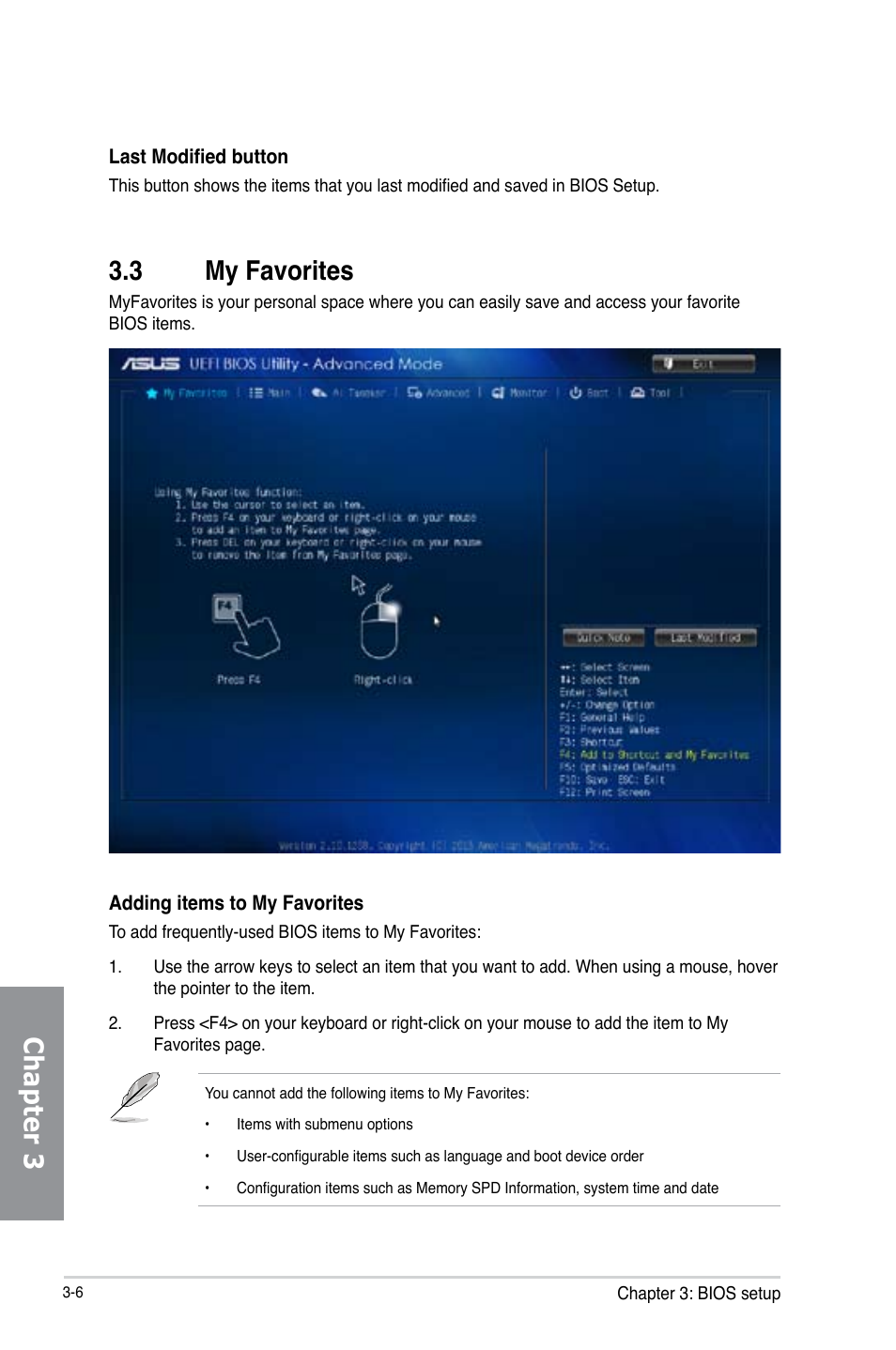 3 my favorites, My favorites -6, Chapter 3 3.3 my favorites | Asus Z87I-PRO User Manual | Page 66 / 144