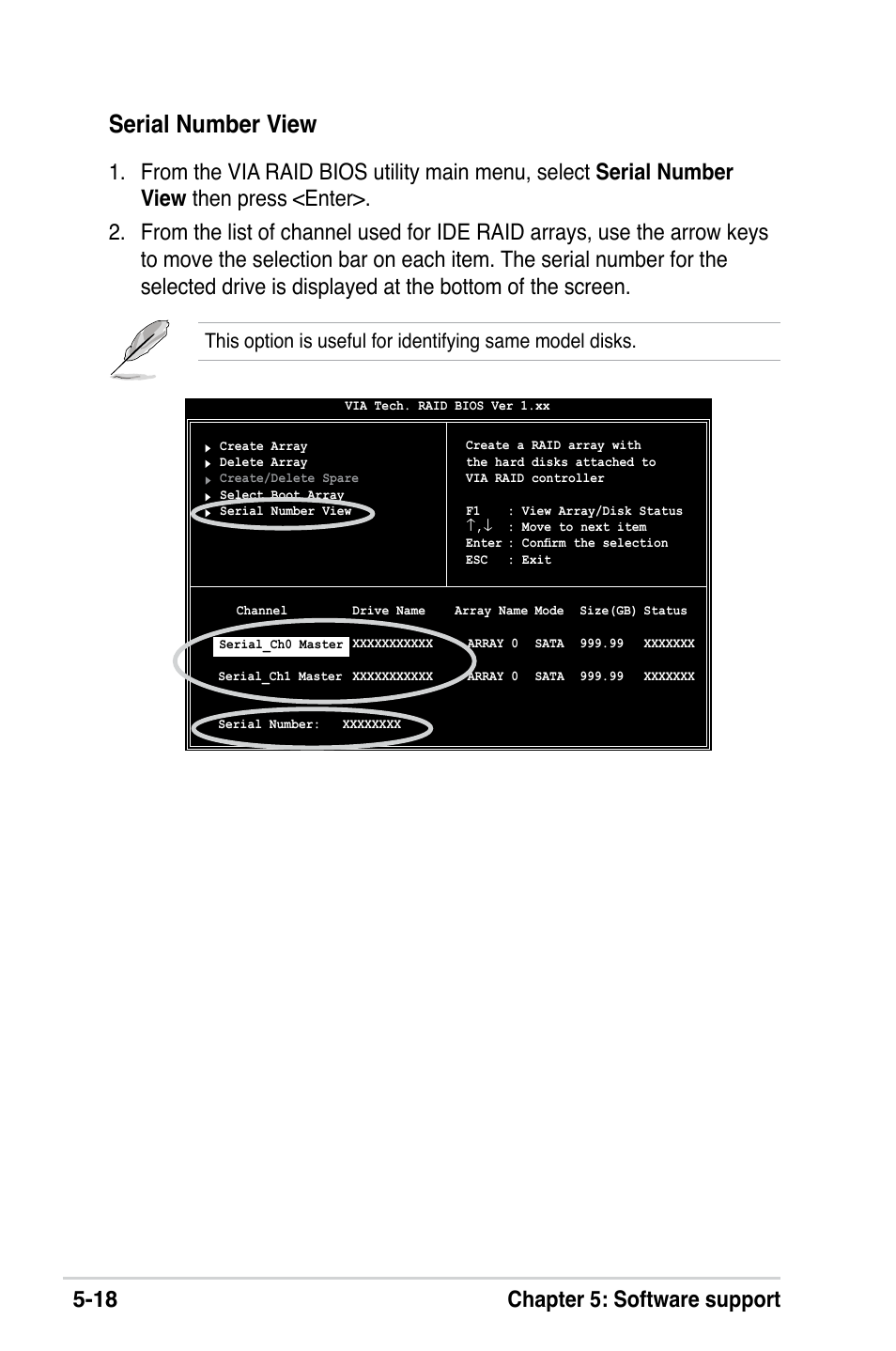 Serial number view, 1 chapter 5: software support | Asus M2V-X User Manual | Page 114 / 118