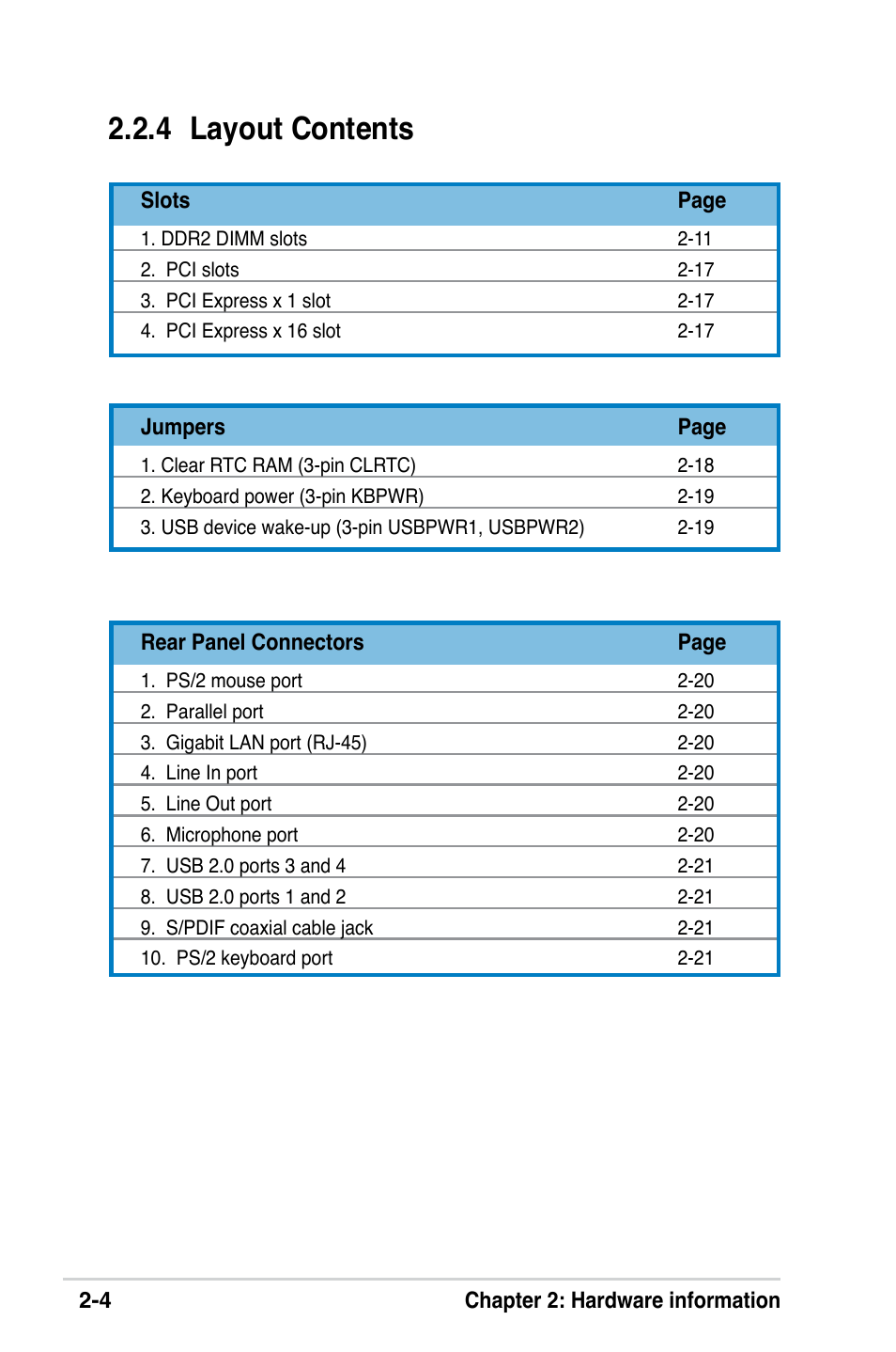4 layout contents | Asus M2V-X User Manual | Page 26 / 118