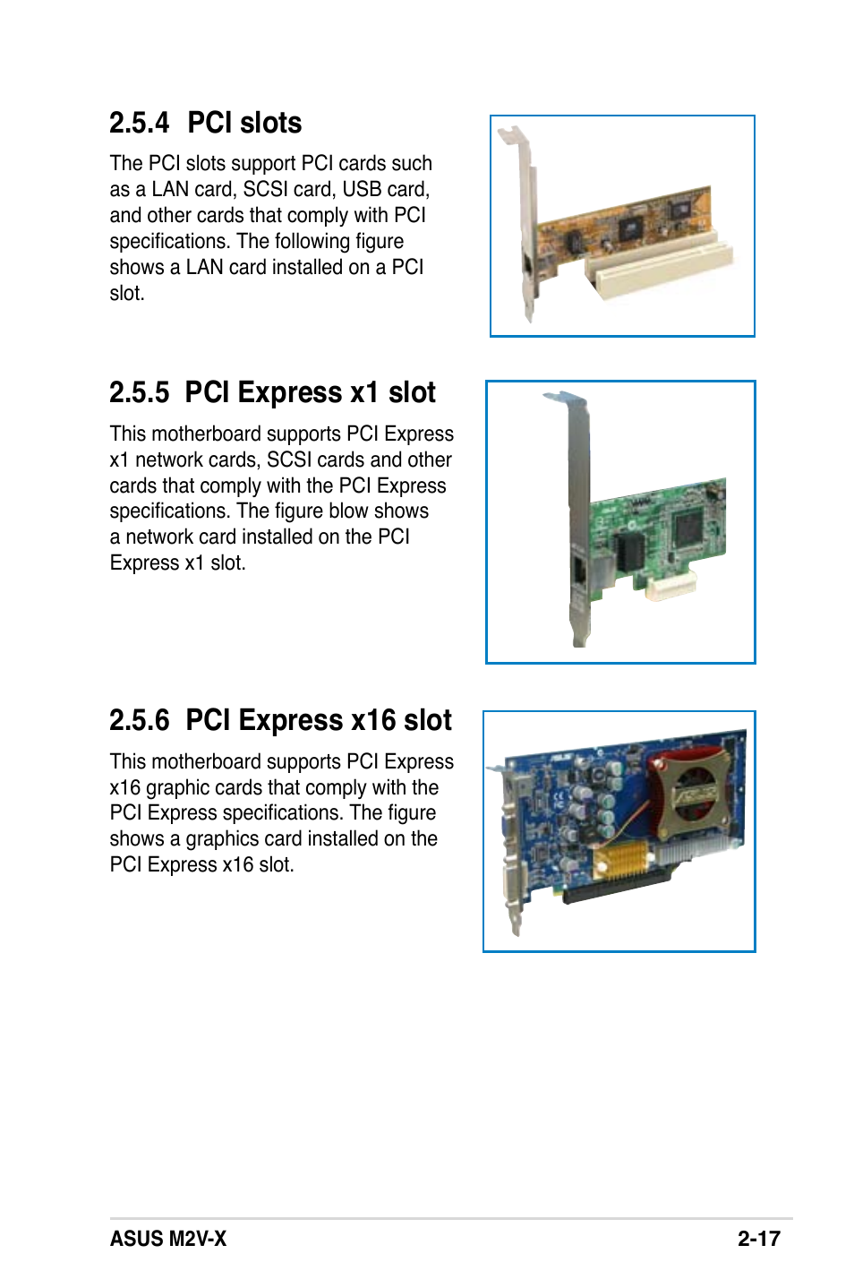 4 pci slots, 6 pci express x16 slot, 5 pci express x1 slot | Asus M2V-X User Manual | Page 39 / 118