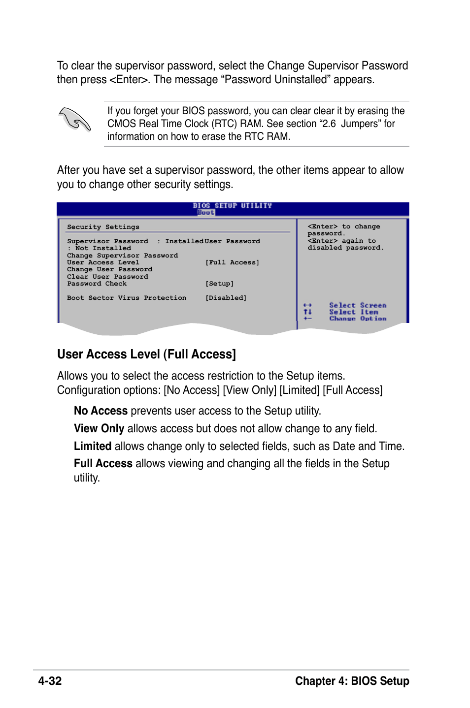 User access level (full access | Asus M2V-X User Manual | Page 88 / 118