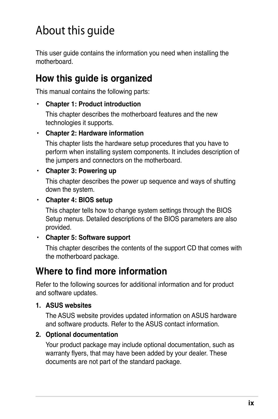 About this guide, How this guide is organized, Where to find more information | Asus M2V-X User Manual | Page 9 / 118