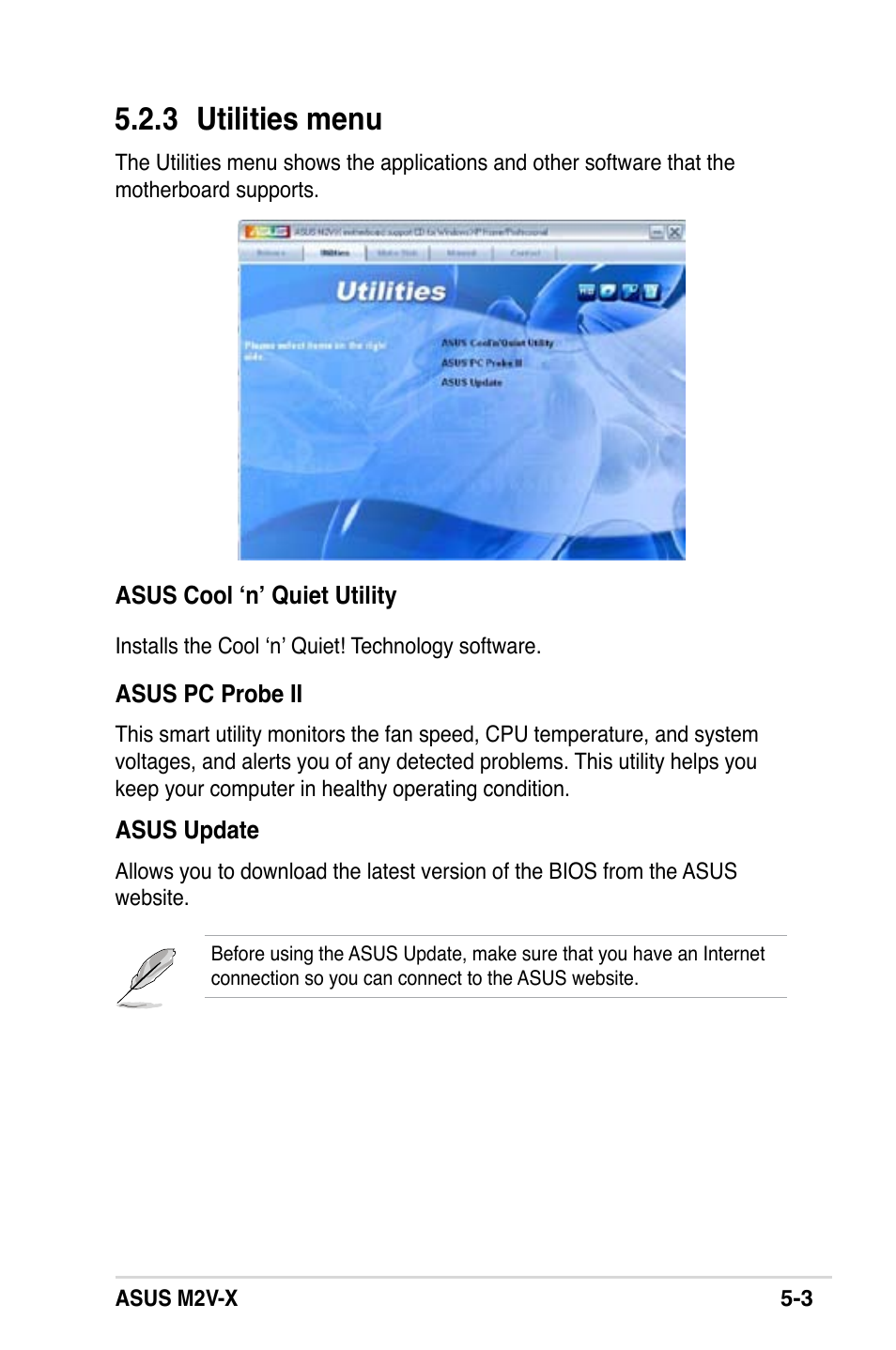 3 utilities menu | Asus M2V-X User Manual | Page 99 / 118