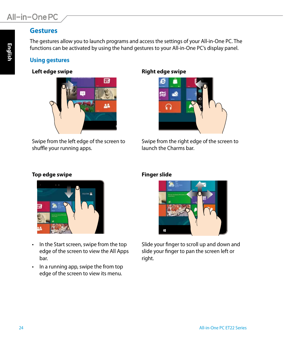 Gestures | Asus ET2221IUTH User Manual | Page 24 / 58