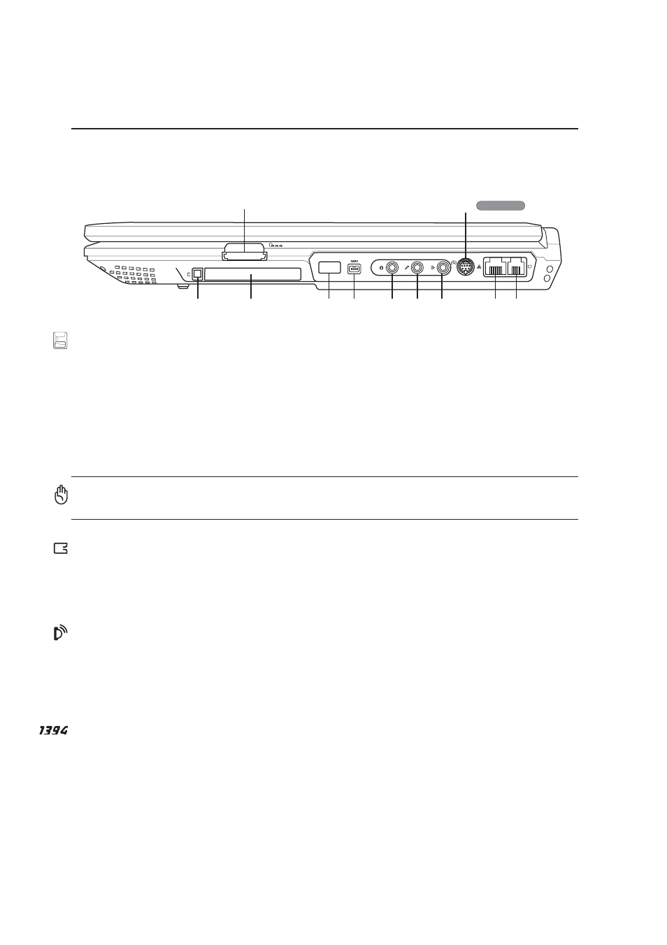 Right side, Knowing the parts, 1394 port | Pc card slot, Sir port (standard infrared) | Asus Z91N User Manual | Page 20 / 76