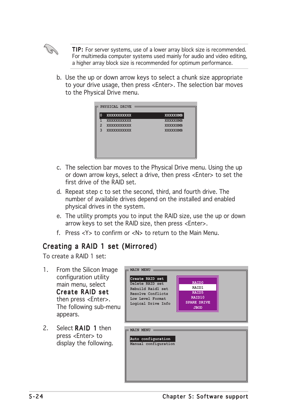 Creating a raid 1 set (mirrored) | Asus P5AD2-E Premium User Manual | Page 138 / 156