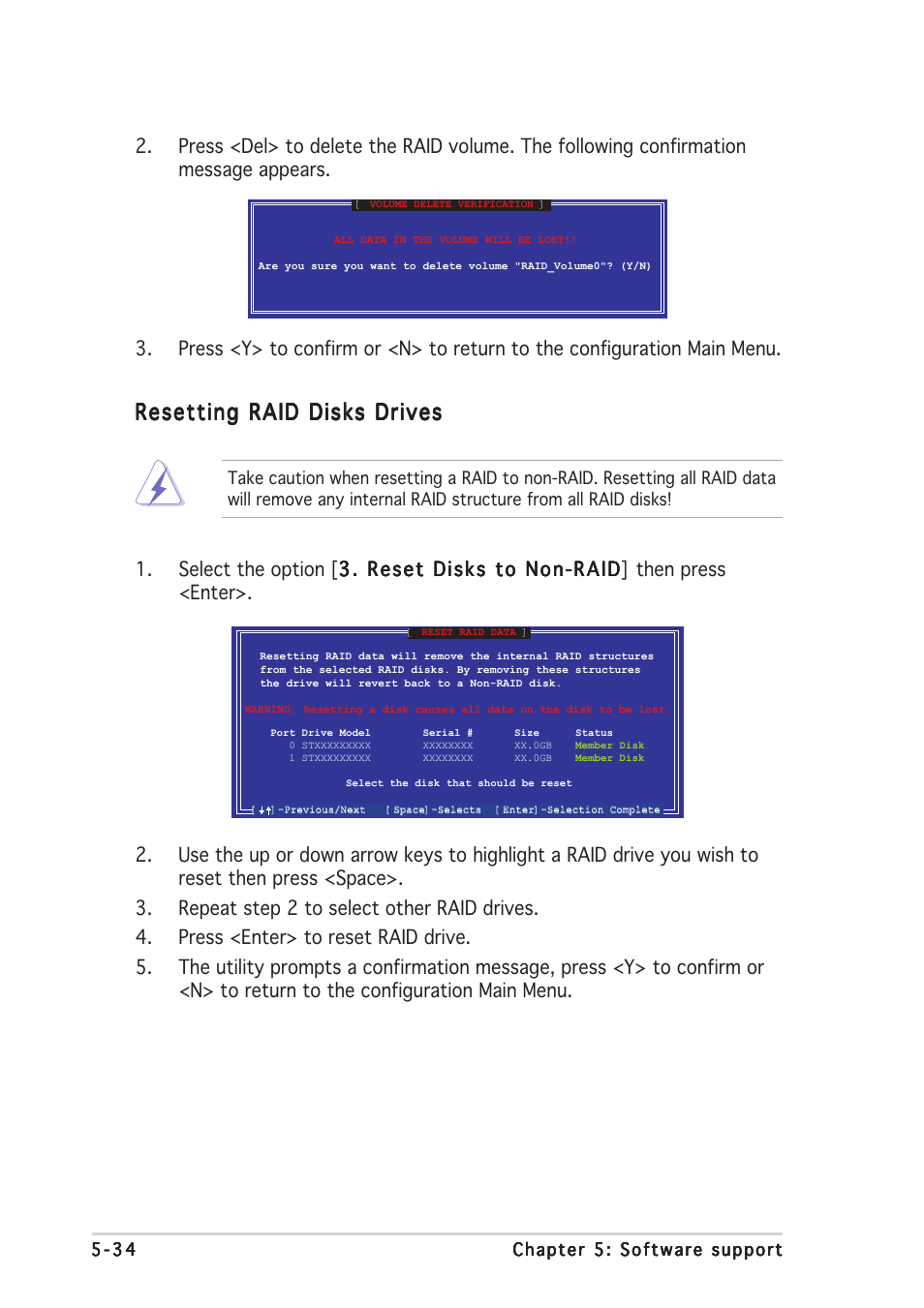 Resetting raid disks drives | Asus P5AD2-E Premium User Manual | Page 148 / 156