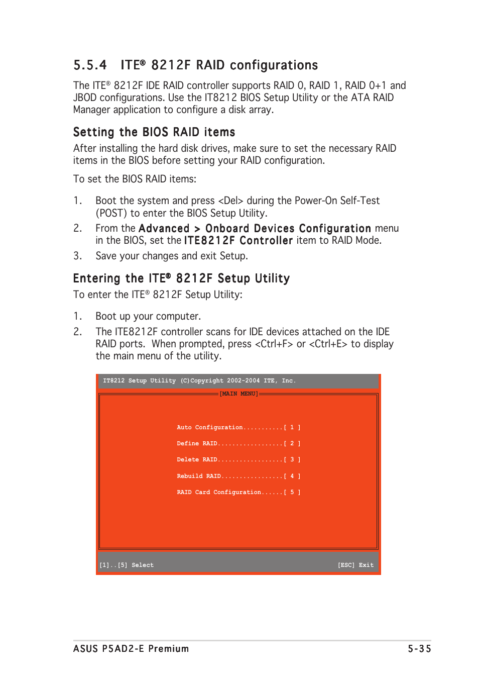 4 ite ite ite ite ite, 8212f raid configurations | Asus P5AD2-E Premium User Manual | Page 149 / 156