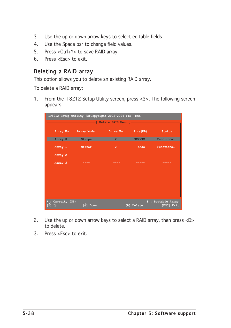 Deleting a raid array | Asus P5AD2-E Premium User Manual | Page 152 / 156