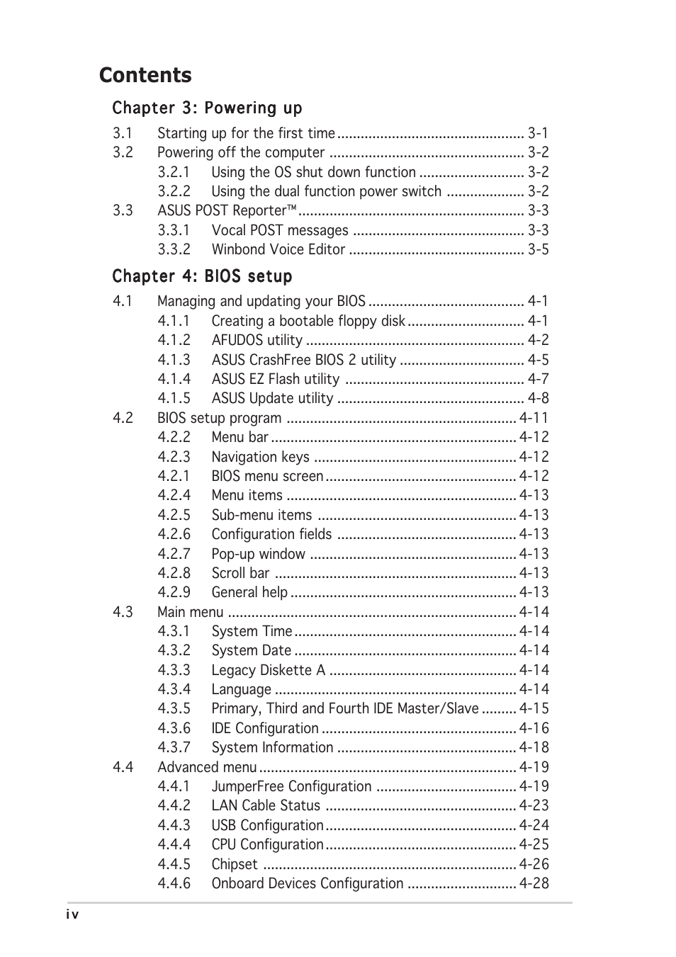 Asus P5AD2-E Premium User Manual | Page 4 / 156