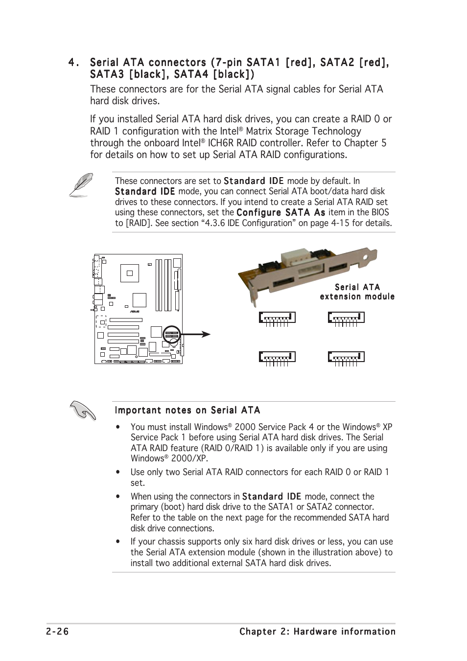 P5ad2-e premium sata connectors | Asus P5AD2-E Premium User Manual | Page 48 / 156