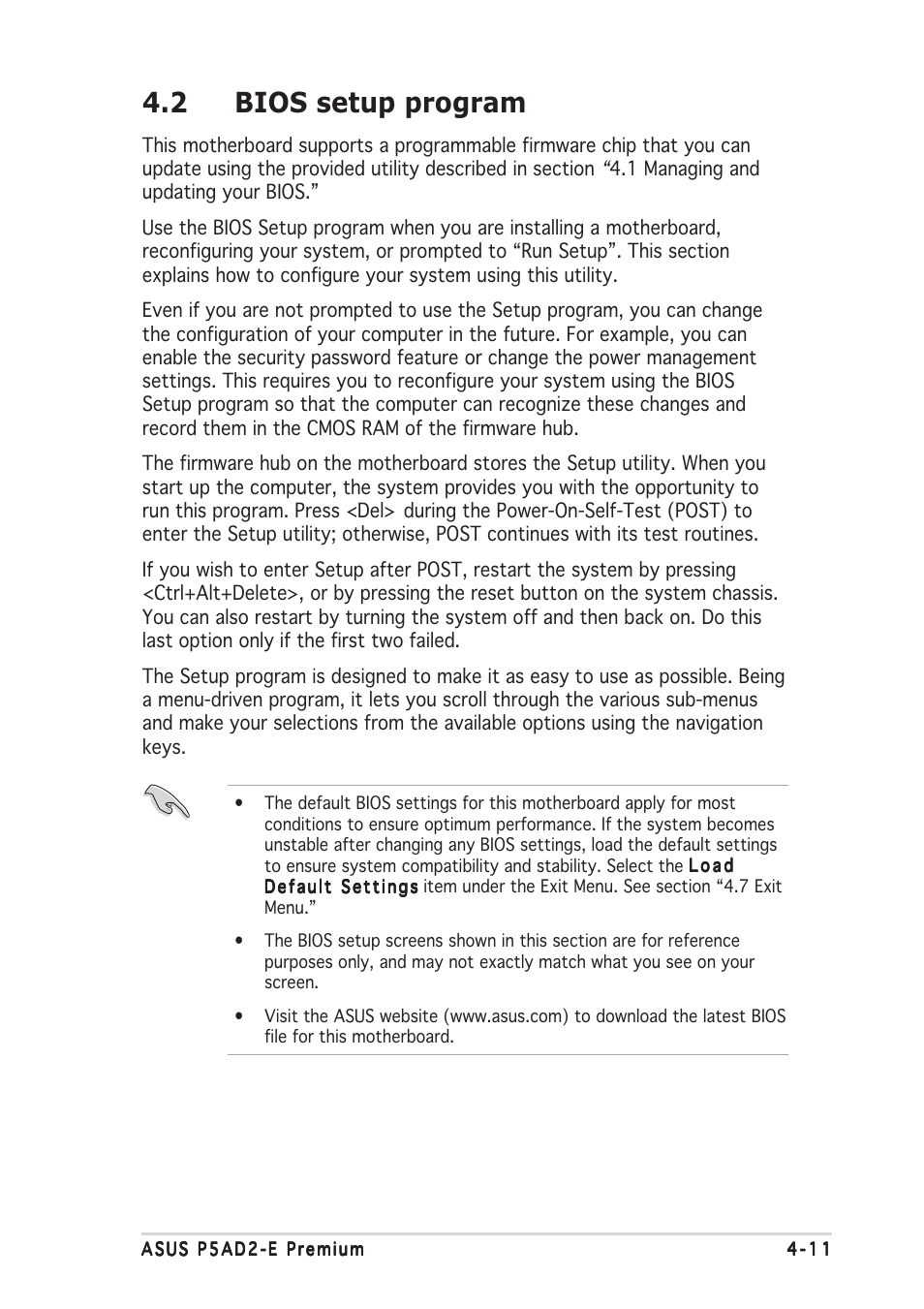 2 bios setup program | Asus P5AD2-E Premium User Manual | Page 79 / 156