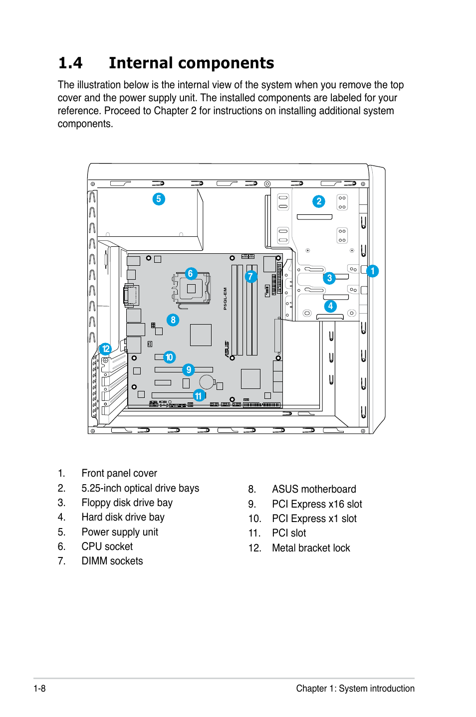 4 internal components | Asus V2-P5G43 User Manual | Page 18 / 112