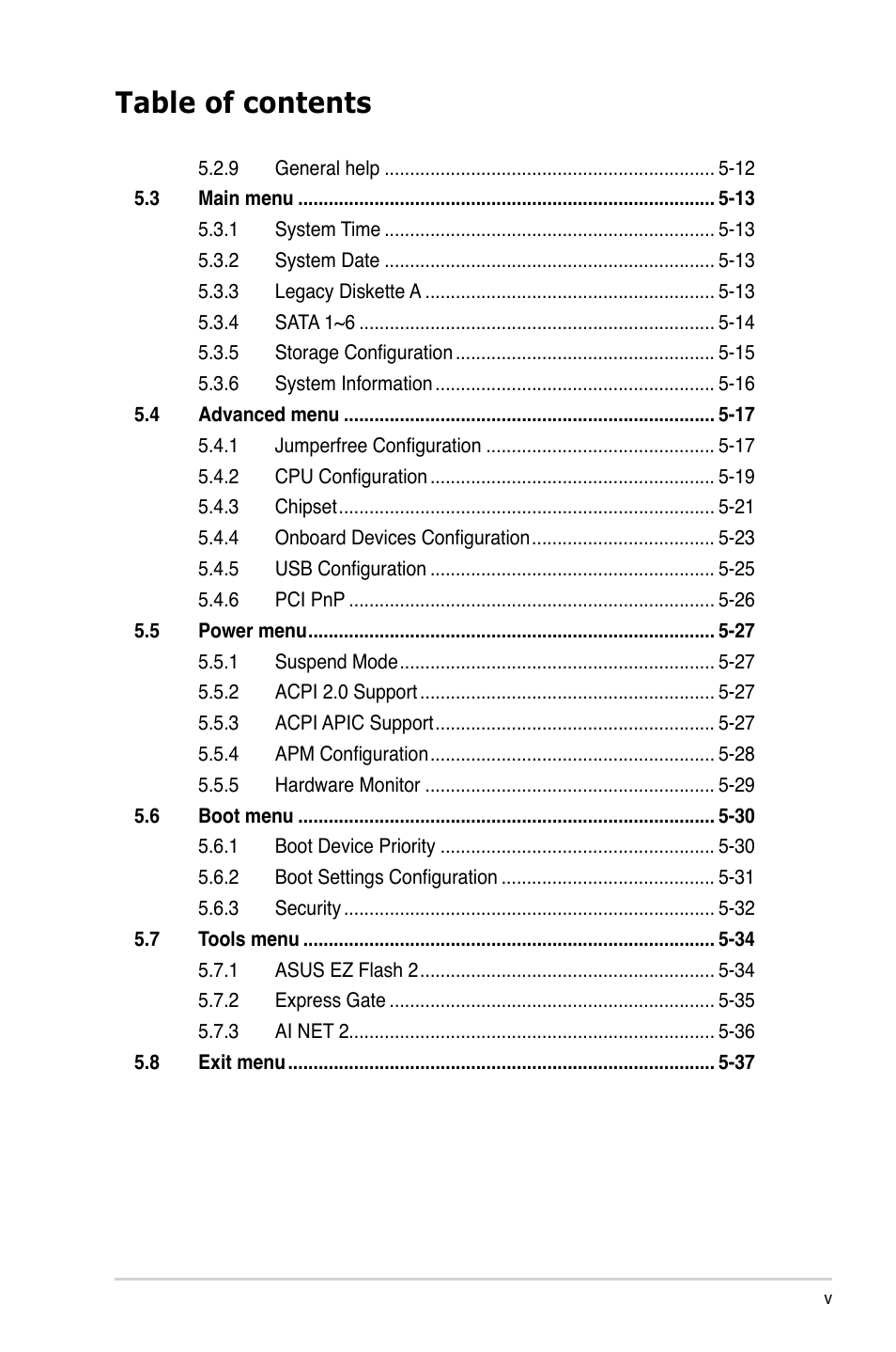 Asus V2-P5G43 User Manual | Page 5 / 112