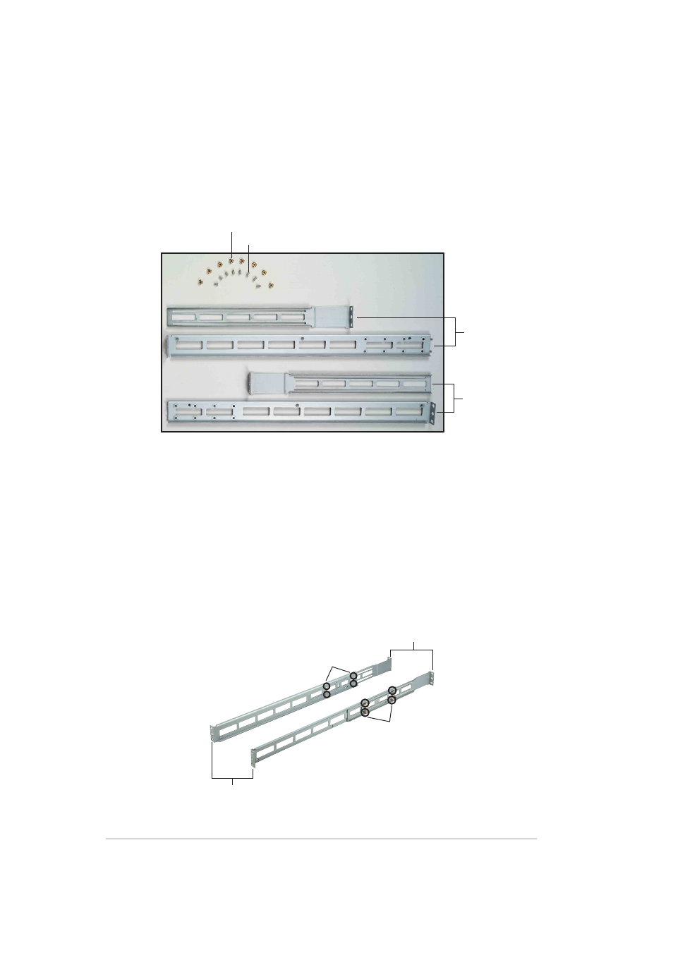 1 rackmount rail kit items, 2 rack rails assembly | Asus AP140R-E1 User Manual | Page 40 / 132