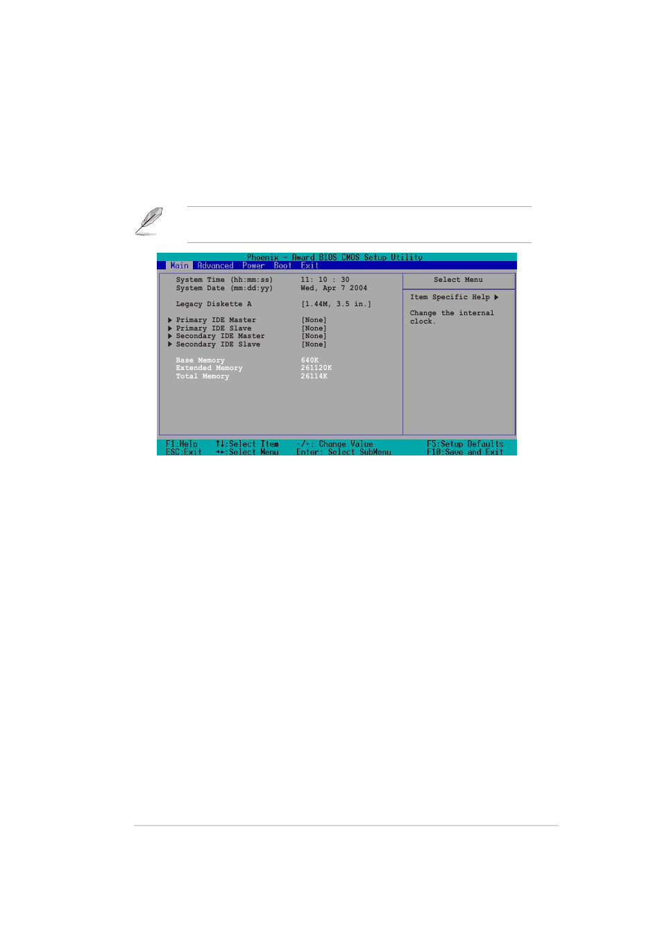 3 main menu, System time (hh:mm:ss), System date (mm:dd:yy) | Asus AP140R-E1 User Manual | Page 63 / 132