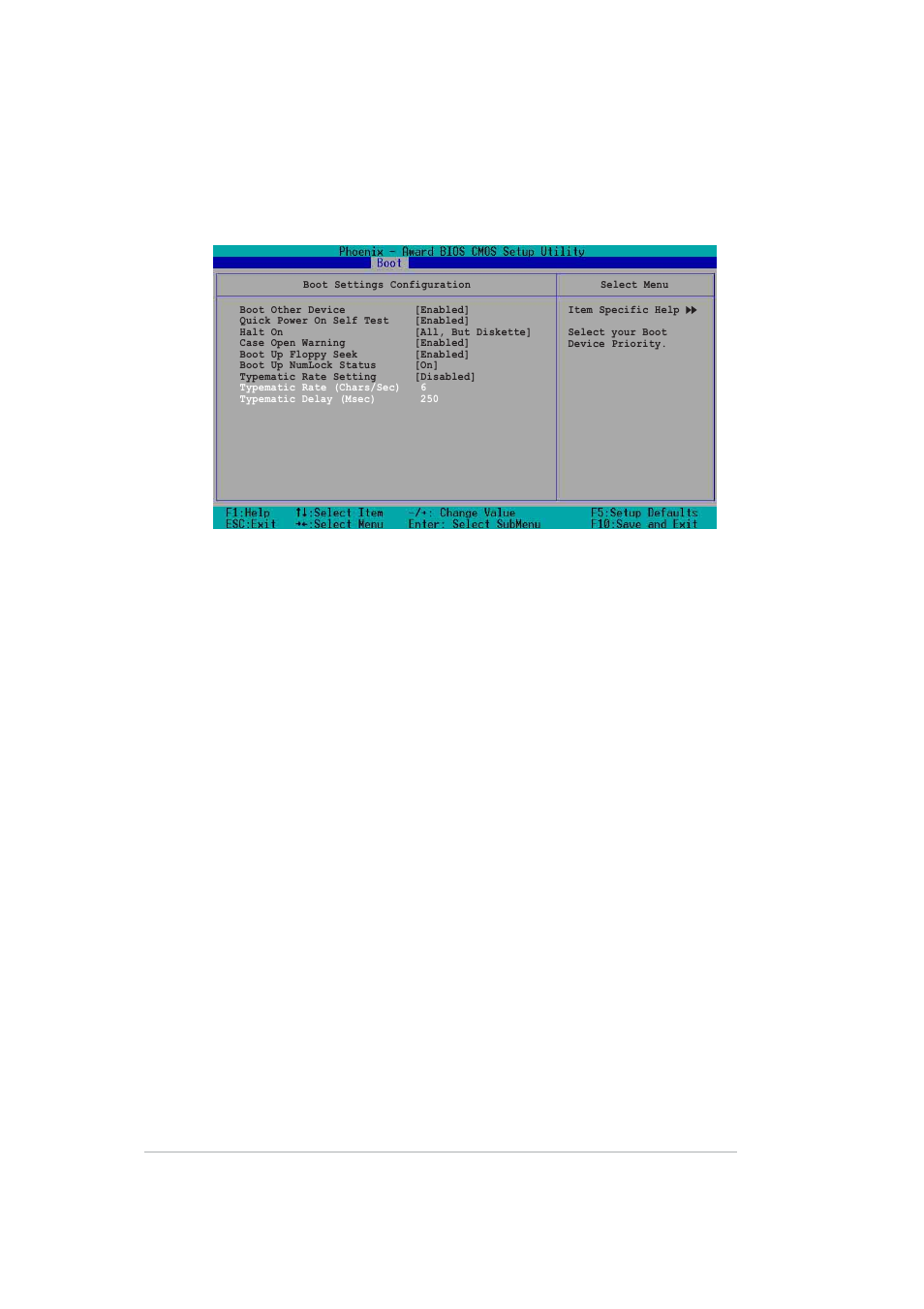 4 boot settings configuration, Boot other device [enabled, Quick power on self test [enabled | Halt on [all, but diskette, Case open warning [disabled, Boot up floppy seek [enabled, 32 chapter 5: bios setup | Asus AP140R-E1 User Manual | Page 88 / 132