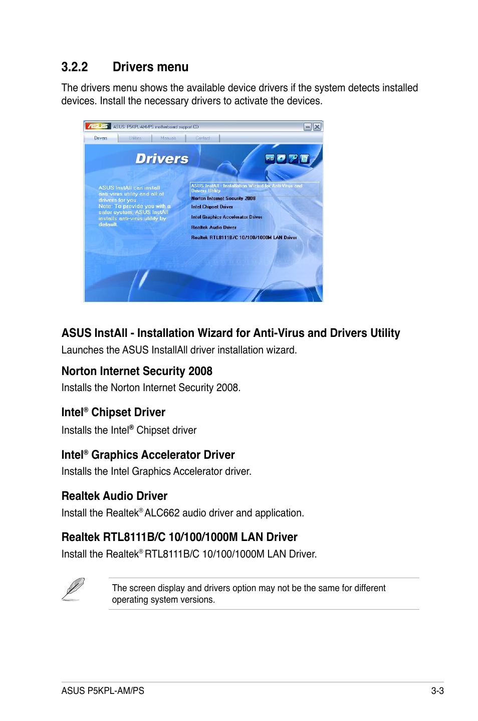 2 drivers menu | Asus P5KPL-AM/PS User Manual | Page 89 / 100