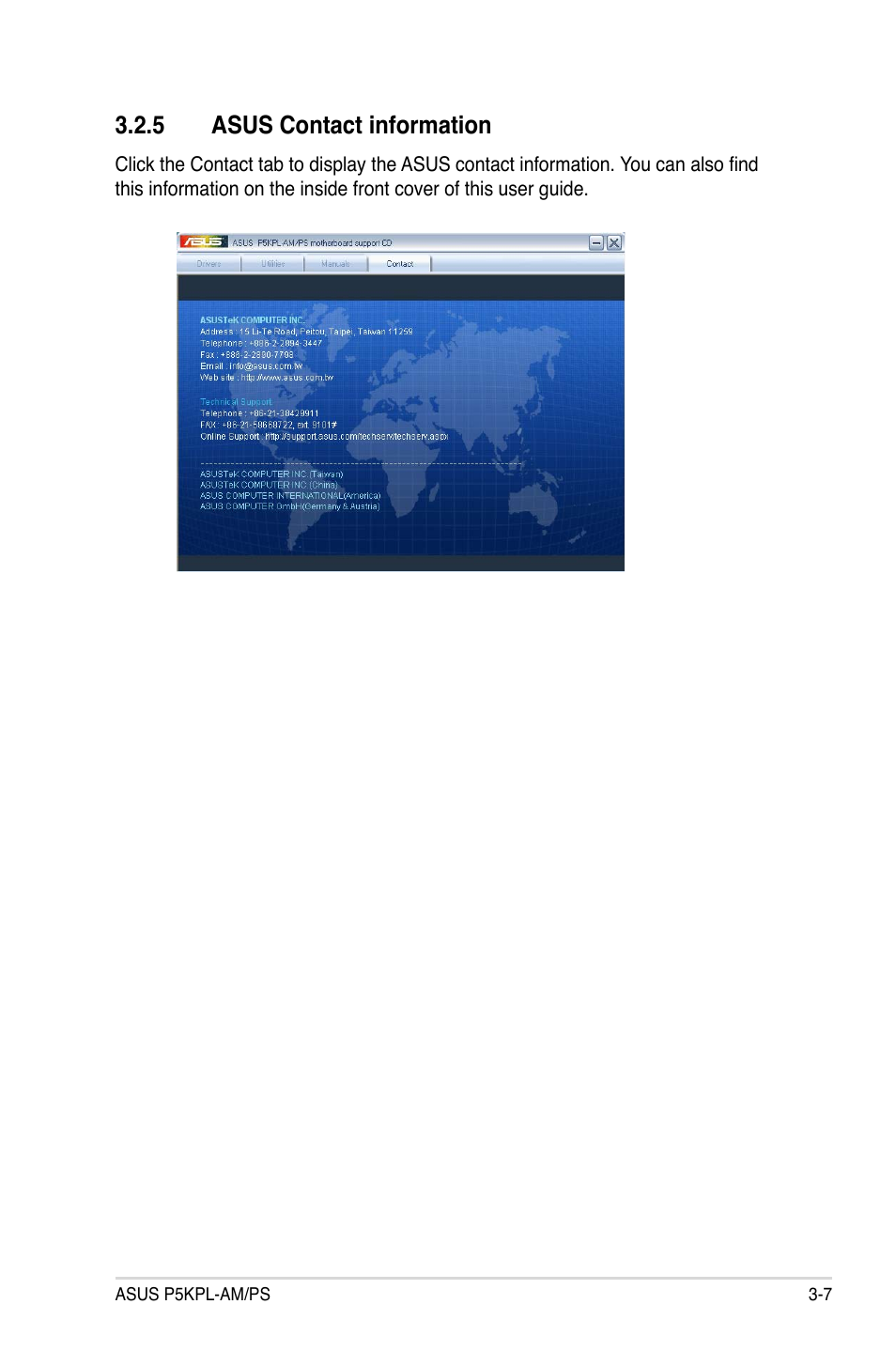5 asus contact information | Asus P5KPL-AM/PS User Manual | Page 93 / 100