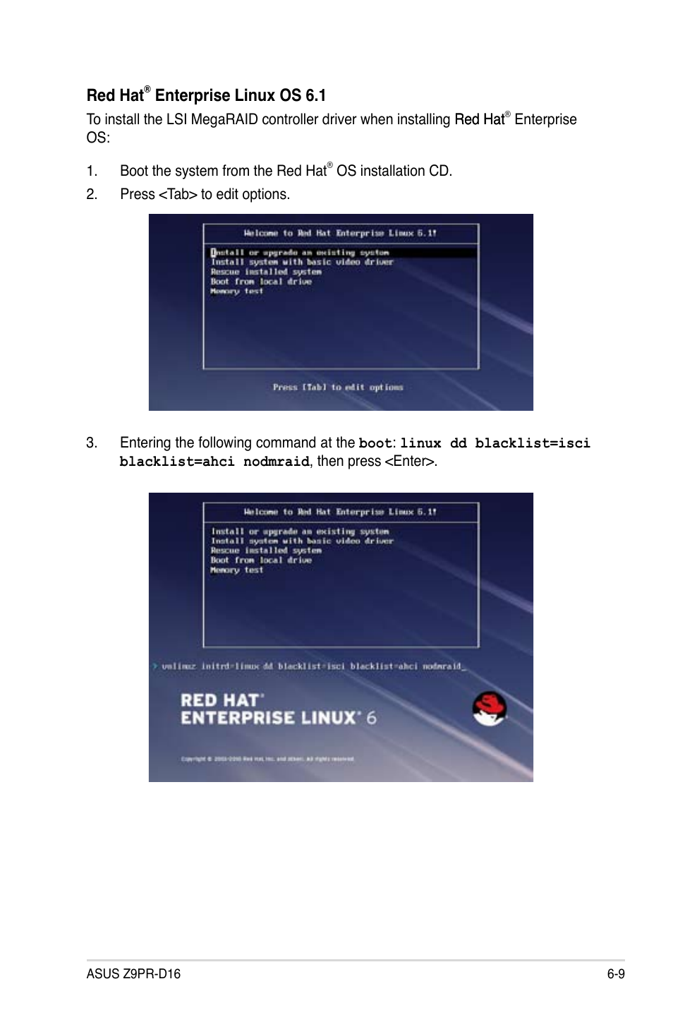 Red hat, Enterprise linux os 6.1 | Asus Z9PR-D16 User Manual | Page 161 / 194