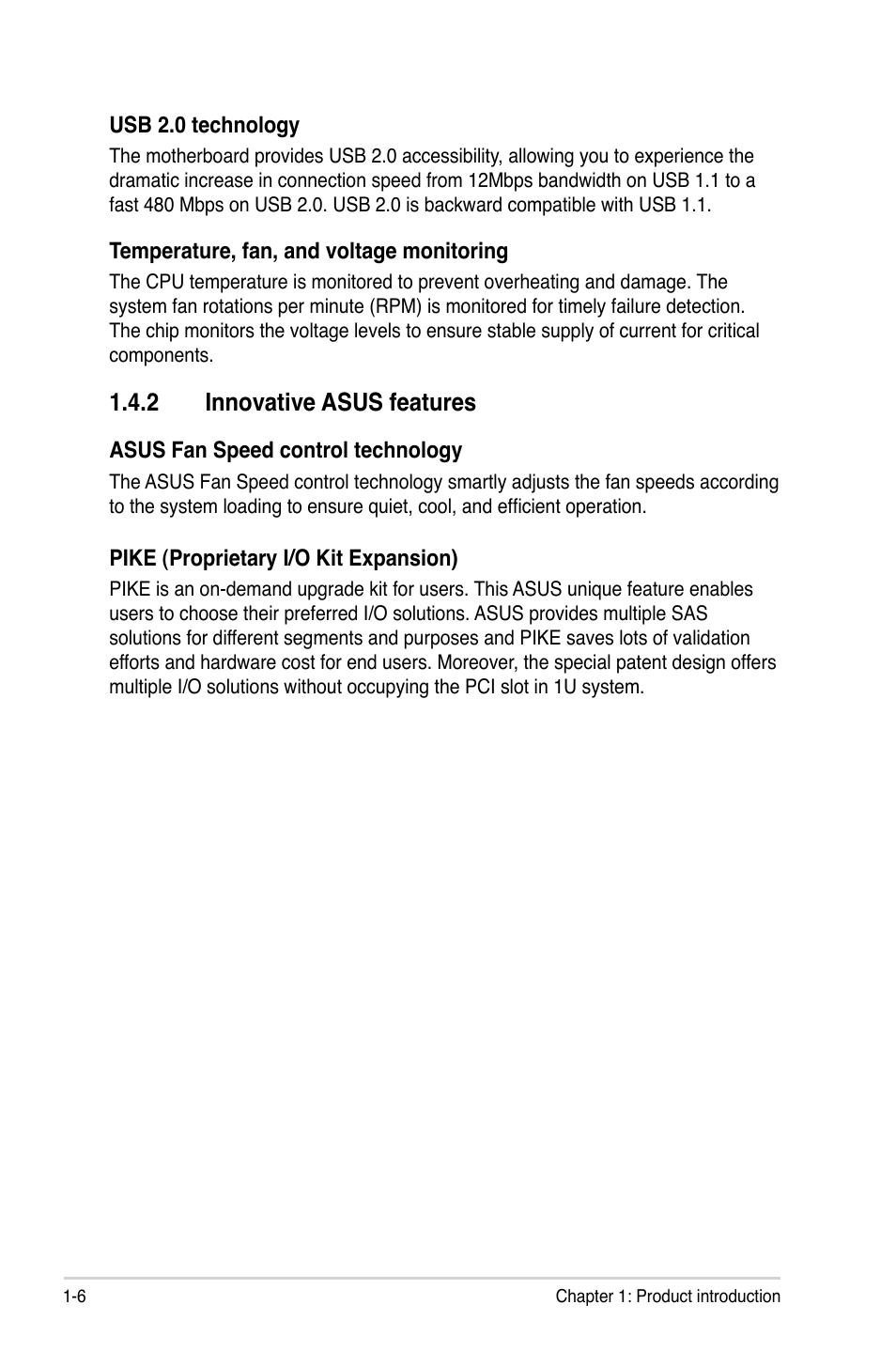 2 innovative asus features, Innovative asus features -6 | Asus Z9PR-D16 User Manual | Page 20 / 194