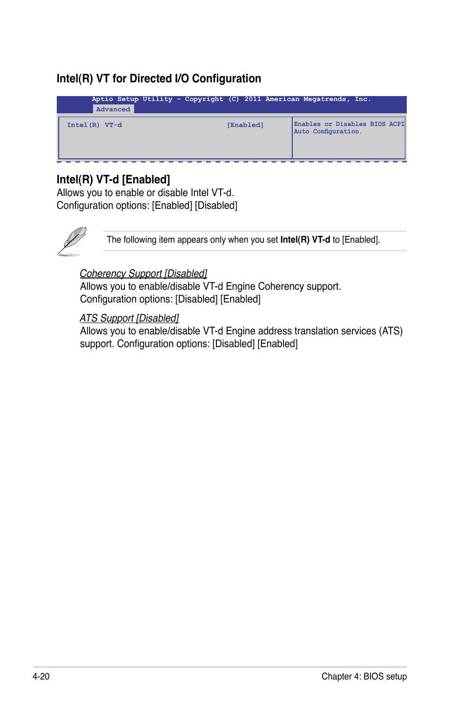 Intel(r) vt-d [enabled, Intel(r) vt for directed i/o configuration | Asus Z9PR-D16 User Manual | Page 82 / 194