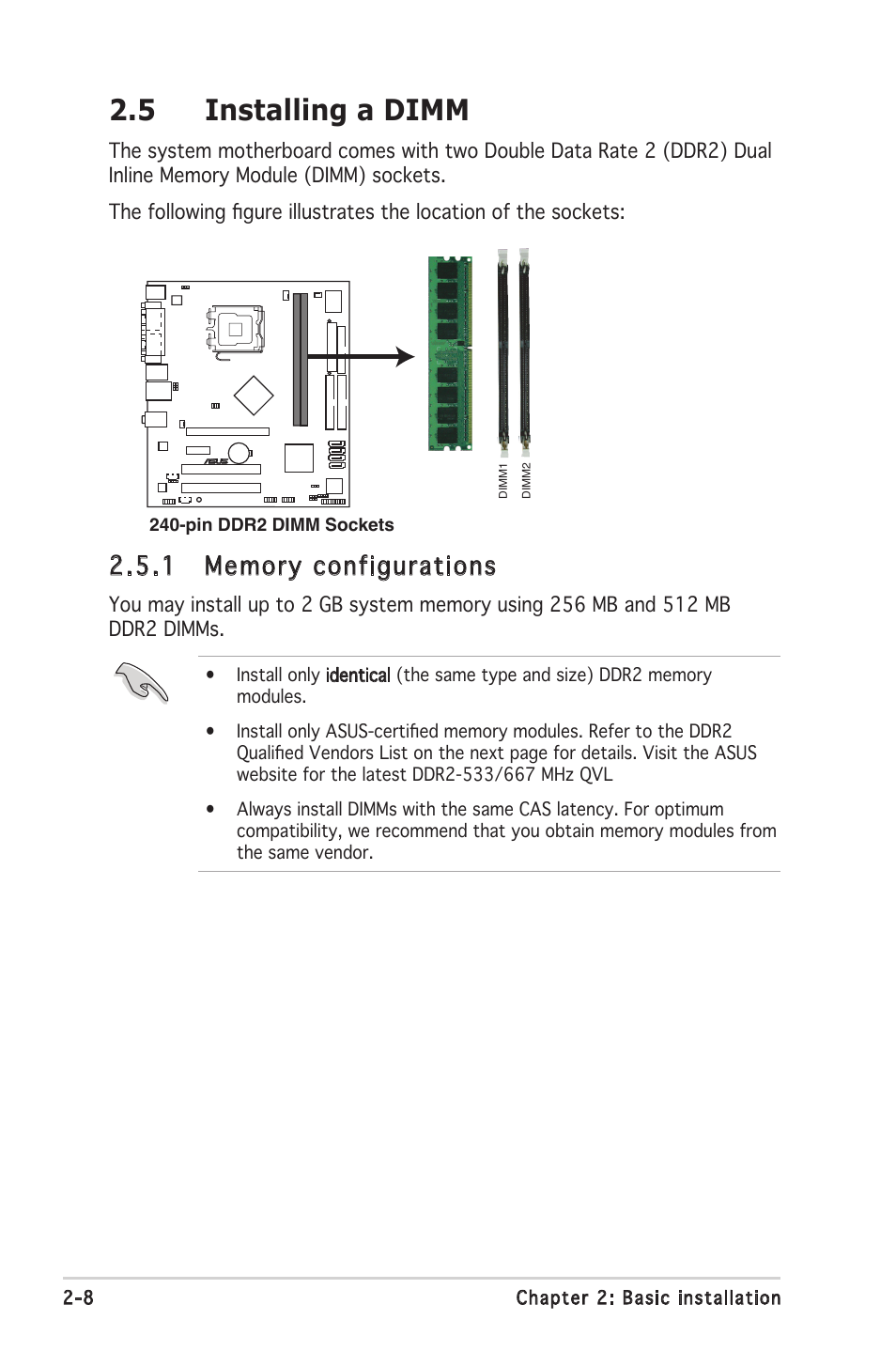 5 installing a dimm | Asus V2-PH2 User Manual | Page 26 / 102