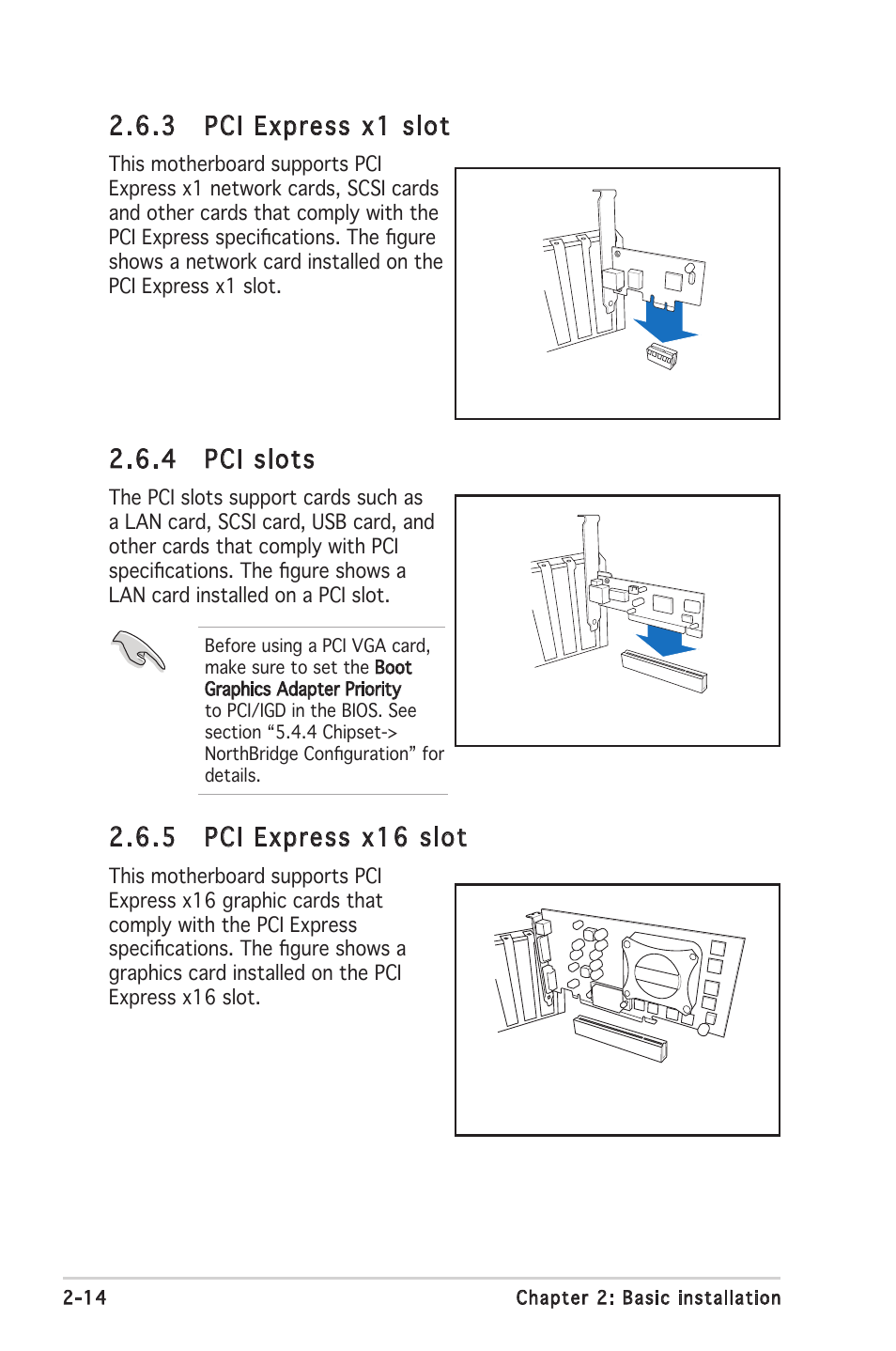 4 pci slots, 3 pci express x1 slot, 5 pci express x16 slot | Asus V2-PH2 User Manual | Page 32 / 102