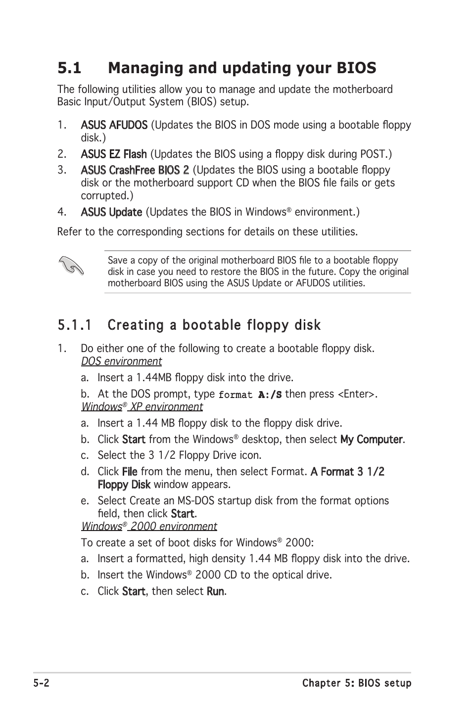 1 managing and updating your bios, 1 creating a bootable floppy disk | Asus V2-PH2 User Manual | Page 66 / 102