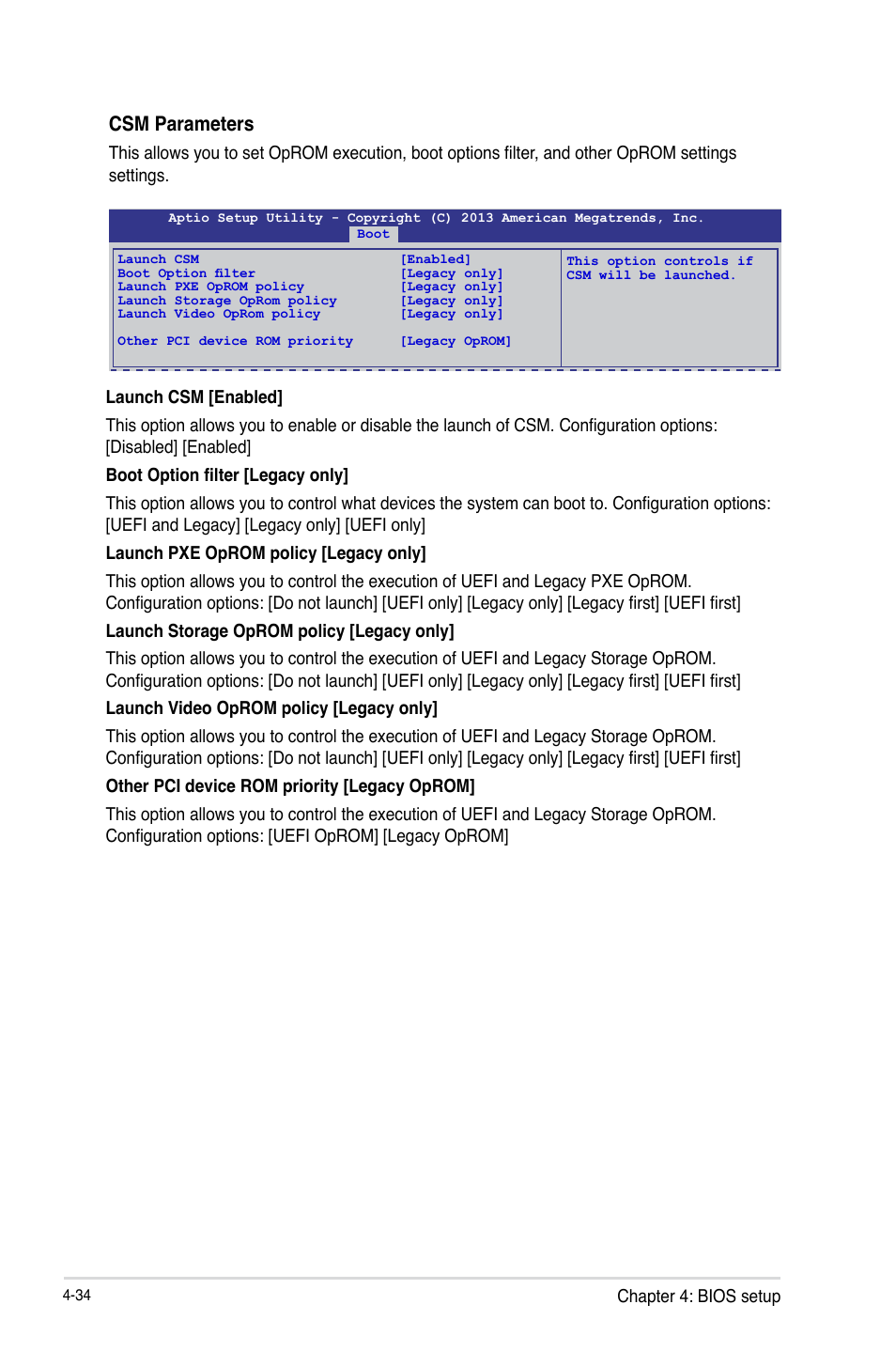 Csm parameters | Asus P9D-C/4L User Manual | Page 100 / 160