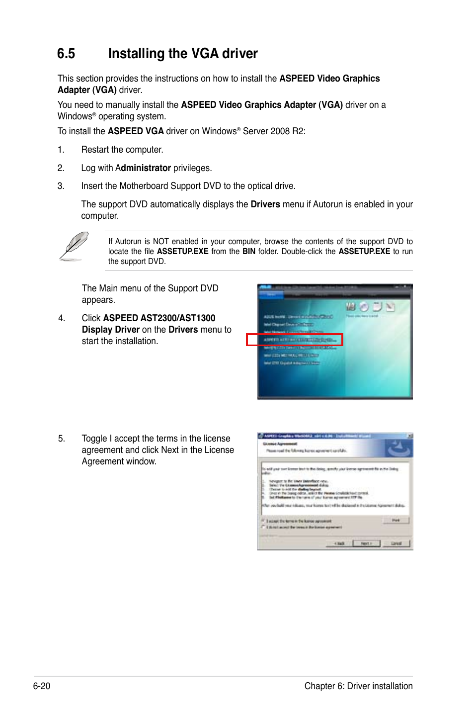 5 installing the vga driver, Installing the vga driver -20 | Asus P9D-C/4L User Manual | Page 144 / 160